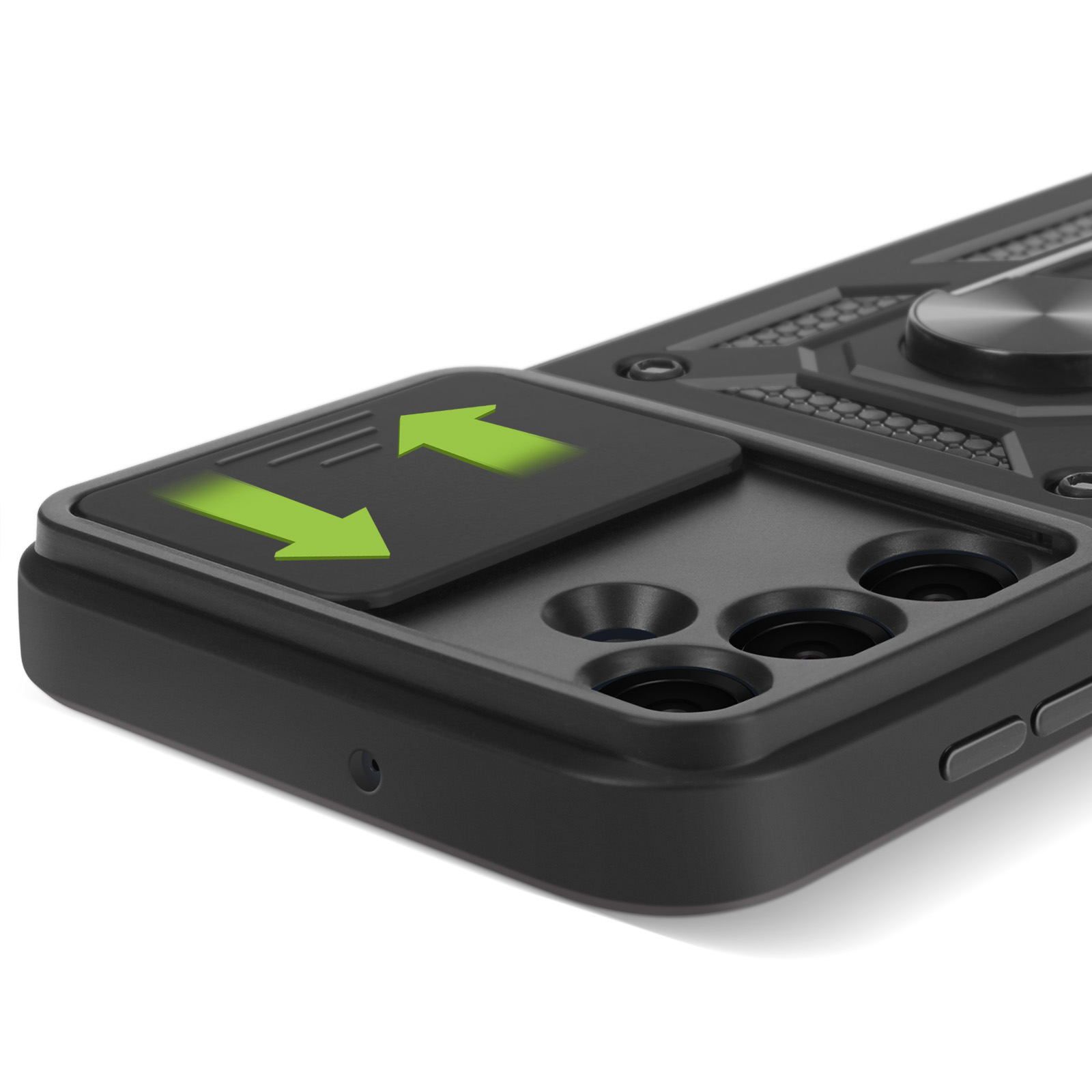 Cover Armor Per VIVO Y16, Custodia TPU+PC Antiurto Con Anello Supporto - Nero - 4