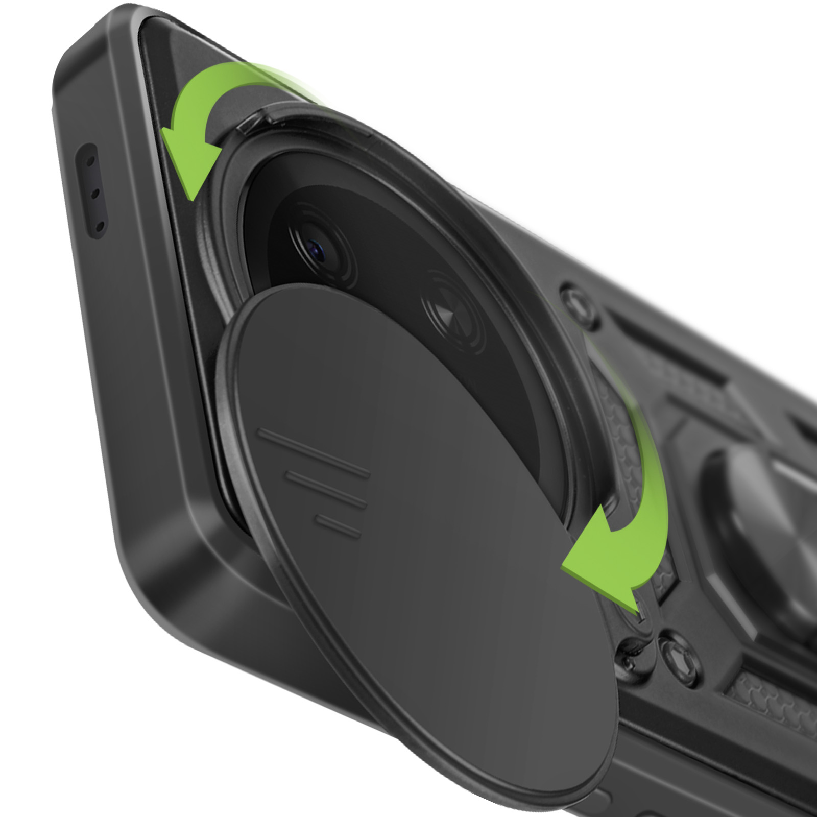 Custodia Protettiva Per Honor Magic 7 Lite / 7 Lite 5G, Cover Con Anello Metallico E Copriobiettivo Scorrevole, Nero, Antiurto