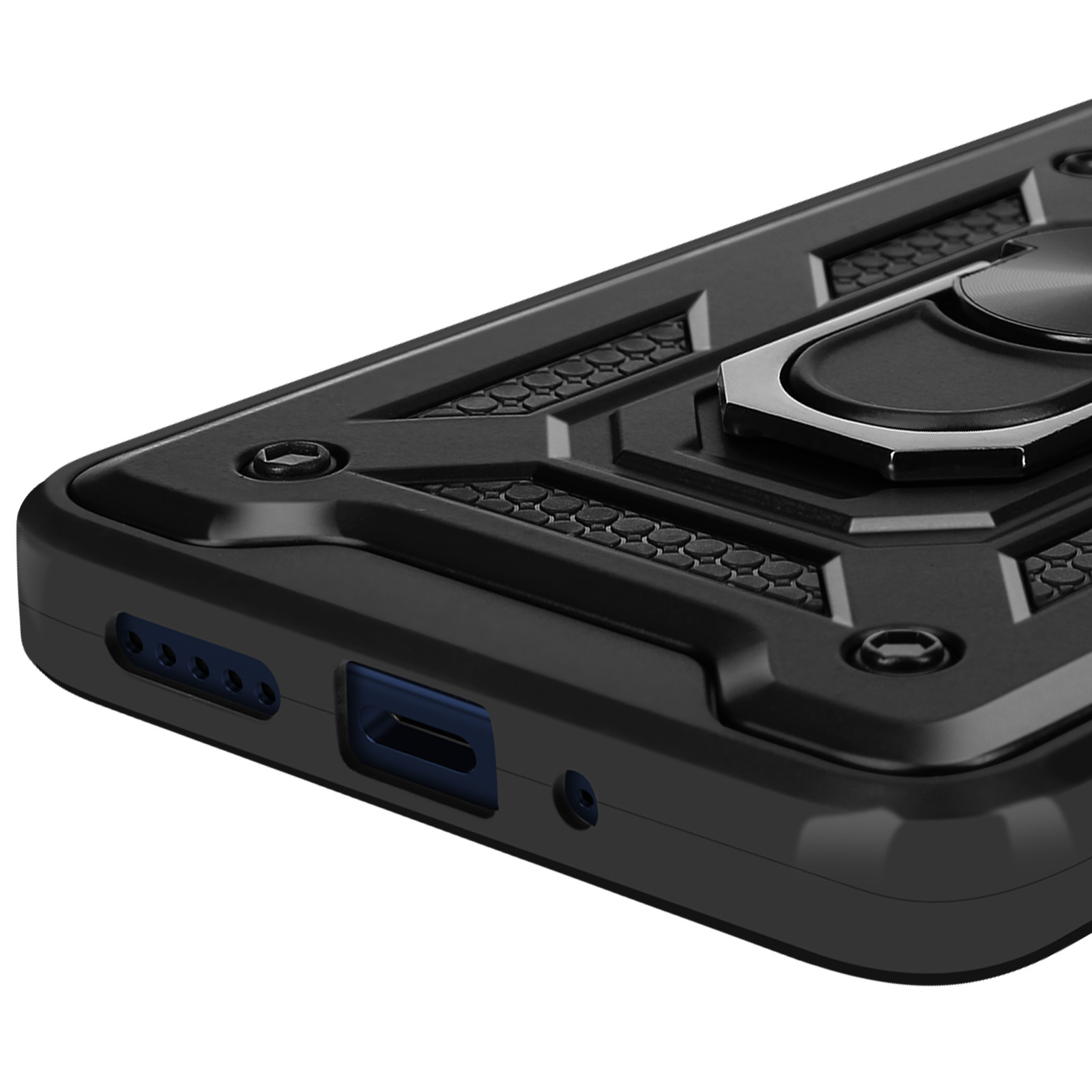 COPIKE Cover Armor per Xiaomi Redmi Note 14 4G (Non per 5G) con 2 Pezzi Vetro Temperato, Custodia Antiurto Protezione Fotocamera e 360° Metallo Anello Supporto, Nero