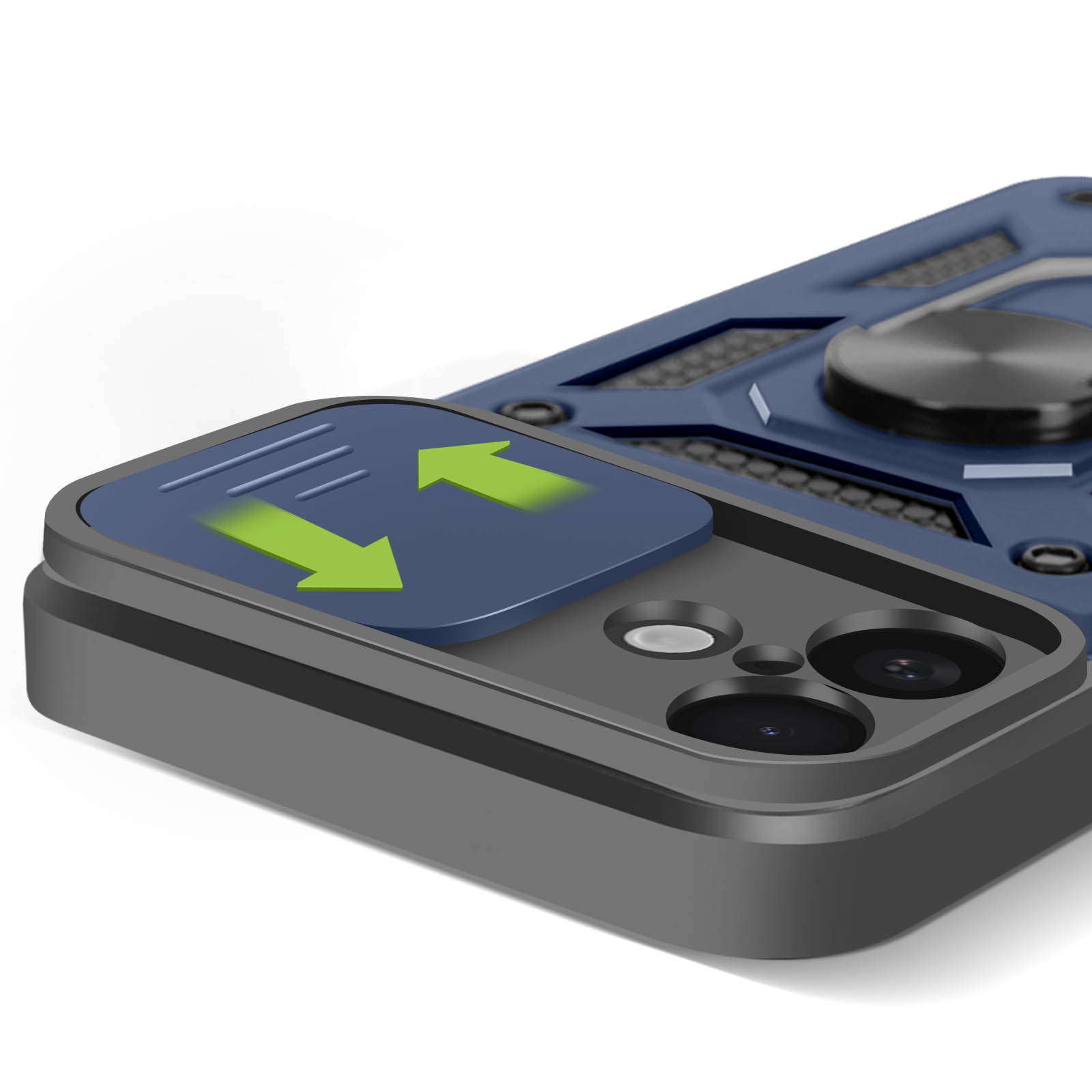 Coque De Protection Odeydo Bleue Pour IPhone 16 Pro - Antichoc Avec Anneau Magnétique