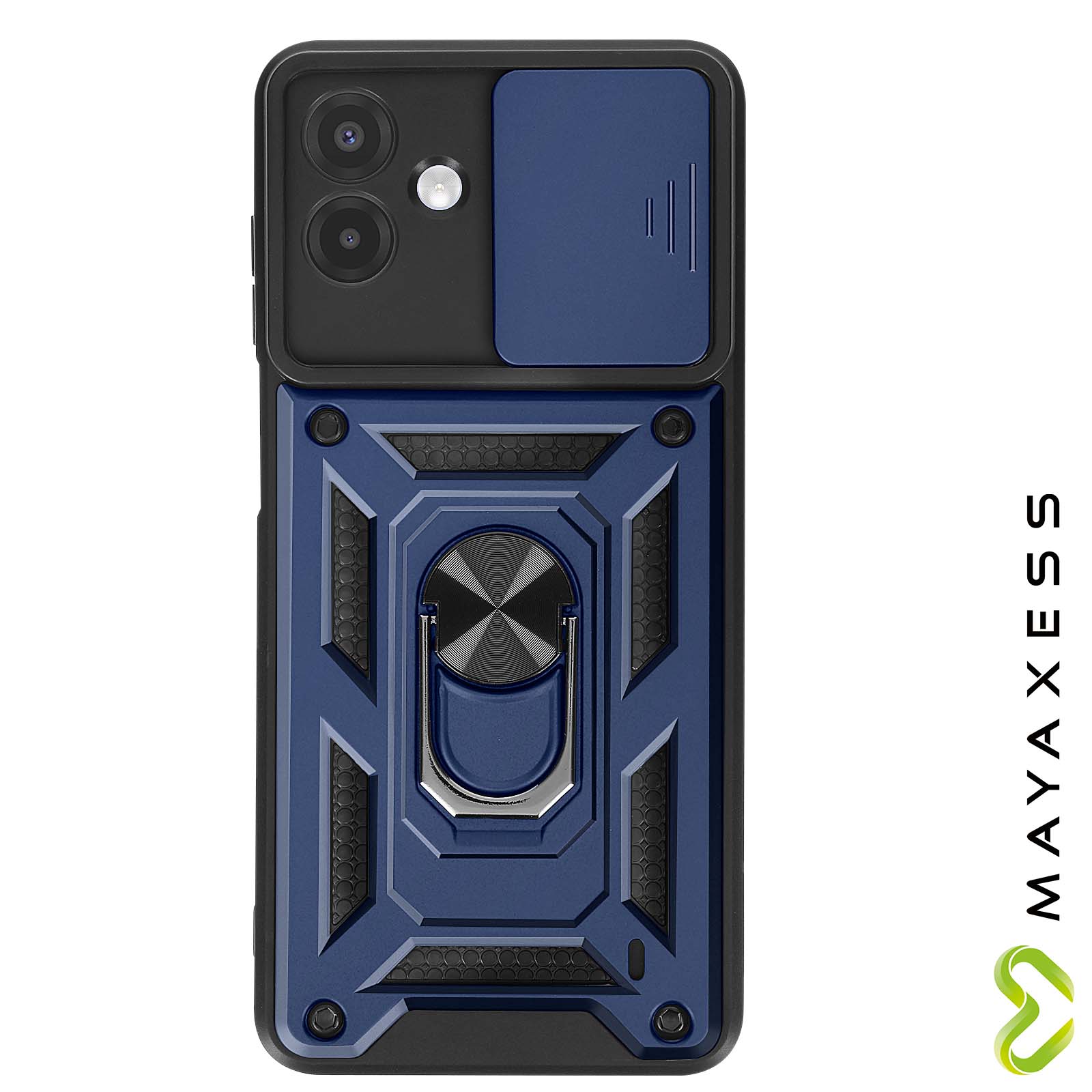 Cover Armor Per Honor X7a, Custodia Antiurto Con Anello Supporto E Copri Obiettivo Scorrevole - COMAKU, Nero - 3