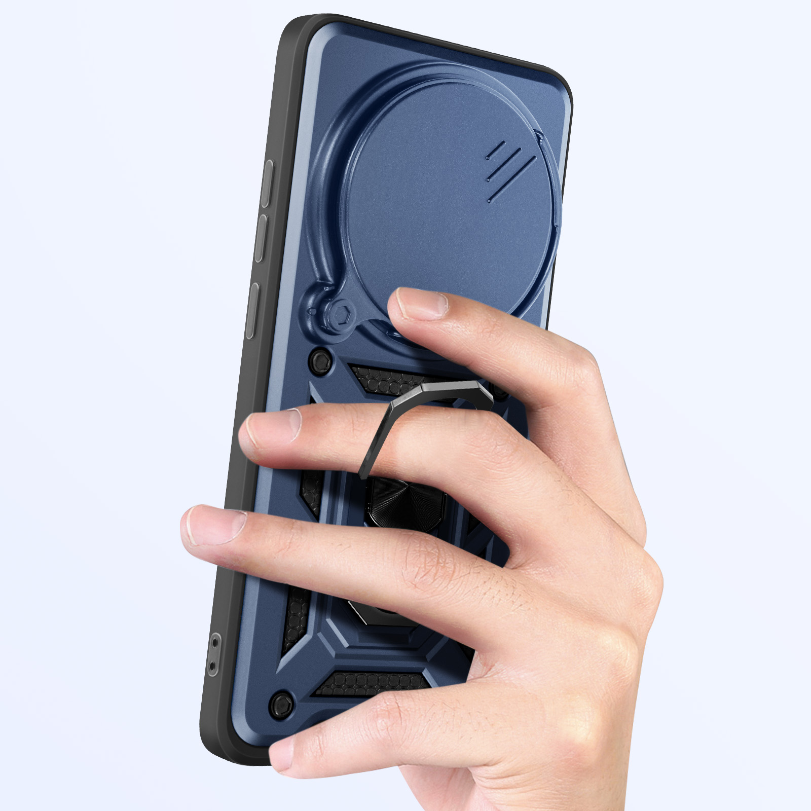 WeiCase Cover per Xiaomi Redmi 15 4G (EU), Slide Protezione Fotocamera, Armatura Cover con 360 Gradi Girevole Anello Metallo Magnetica Supporto Silicone Antiurto Custodia per Redmi 15 4G,Blu