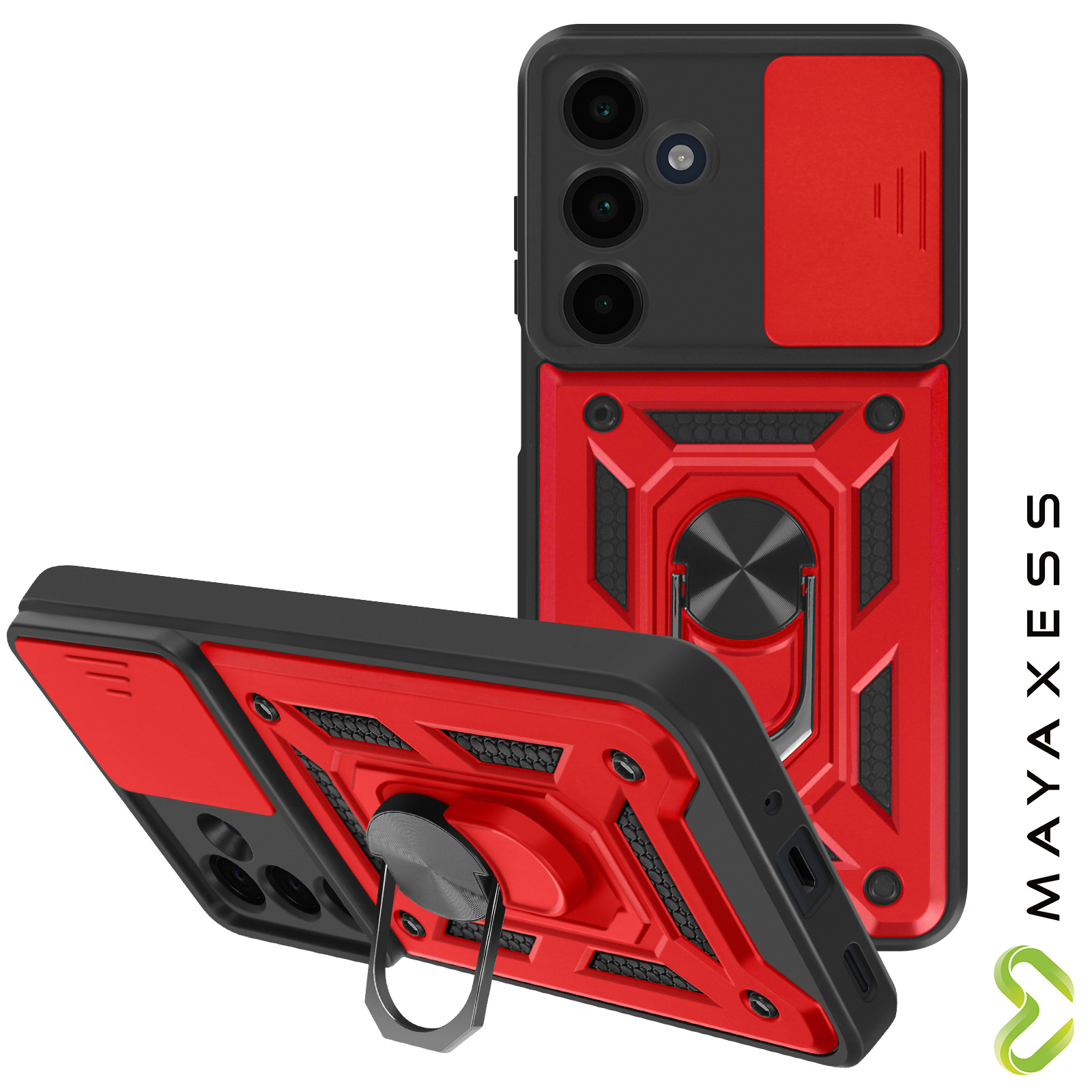 YBROY Cover per Vivo Y16, TPU Morbido + PC Rigido, Durevole, Funzione Stand, Cover Antiurto Custodia per Vivo Y16.(Nero