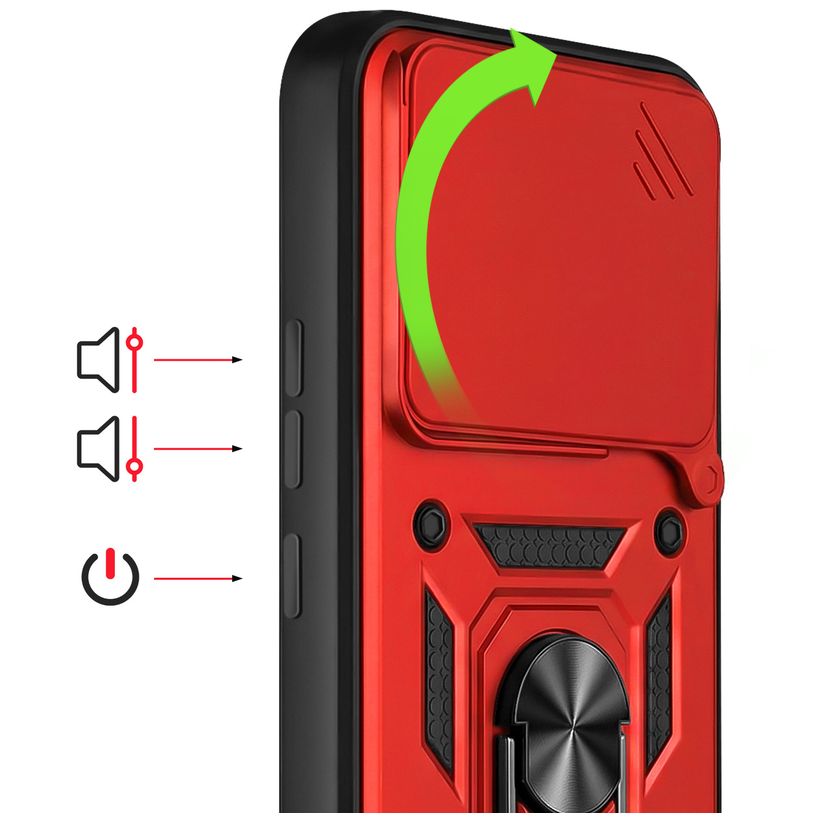 Cover Antiurto Con Anello Magnetico Per Redmi Note 15 4G – Rosso, Con Fori Ventilati E Design Ergonomico