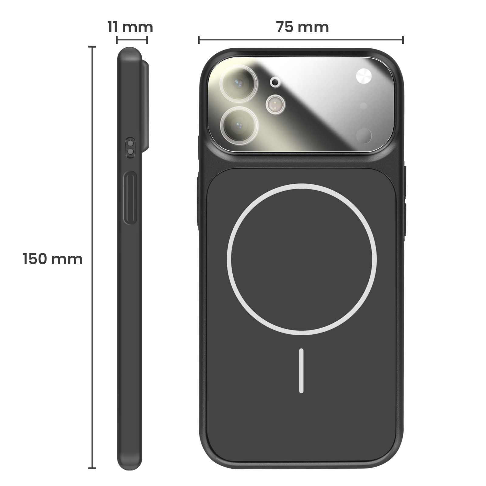 Custodia Magnetica Per IPhone 12 Con Protezione In Vetro – Compatibile MagSafe, Antiurto Sottile, Bordo In Vetro, Colore Nero - 3