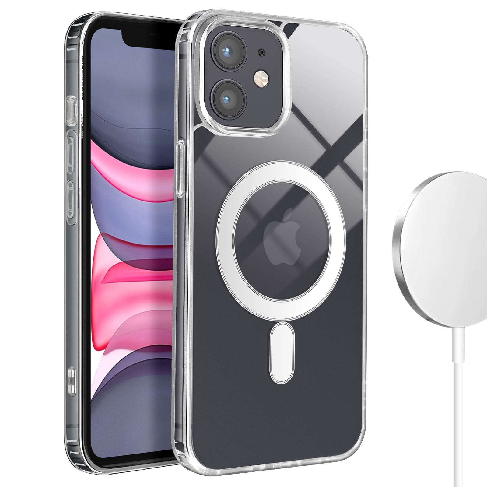 PingGoo Coque IPhone 12 Mini Magnétique Transparente Compatible Avec MagSafe, Silicone Souple TPU Bumper Cover Slim Fit Dos Rigide Antichoc Anti-Jaune Housse Pour IPhone 12 Mini