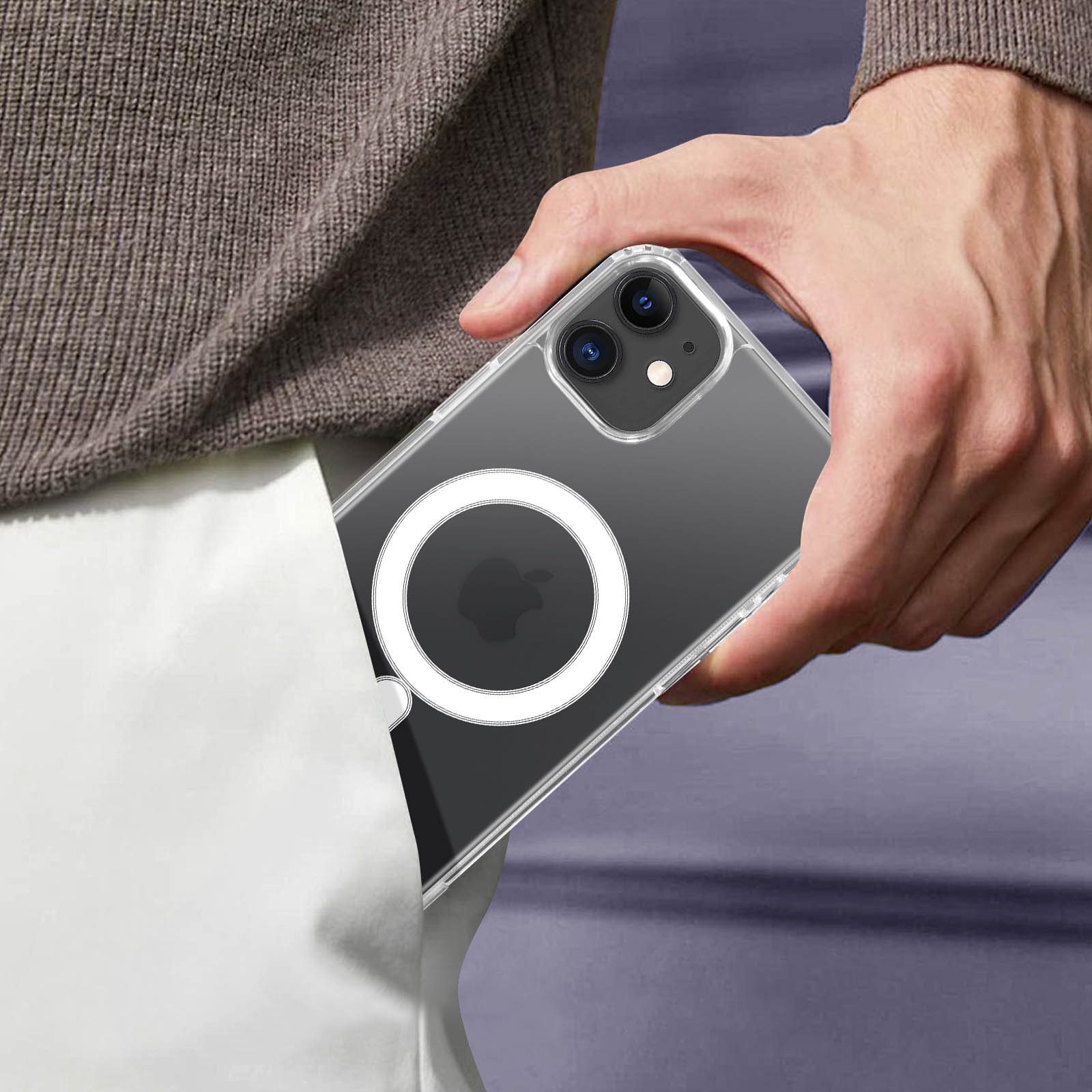 Custodia Magnetica Per IPhone 11 Con MagSafe - Silicone Opaco Antiurto, Protezione Fotocamera, Marrone - 2