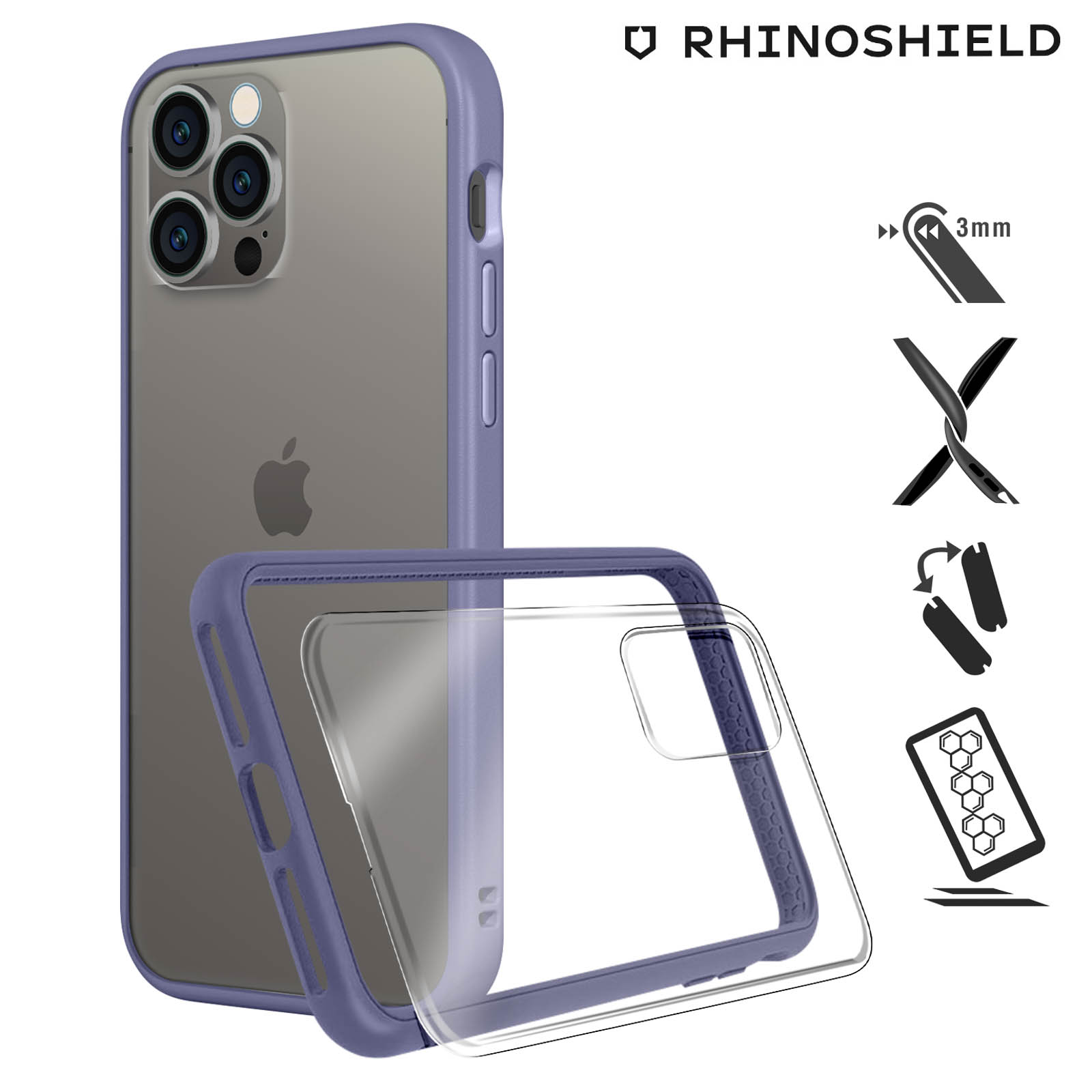 Dexnor Custodia IPhone 13 Pro (6,1'') Con Protezione Schermo Integrata – Anticaduta Militare Con Supporto - Nero