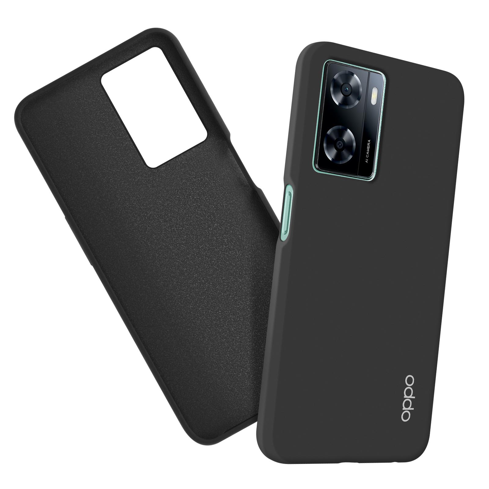 Custodia HAOYE Per OPPO A57s / OPPO A57 4G - Cover Rigida Con Retro In Tessuto Denim, Protezione 360° Antiurto, Grigio - 2