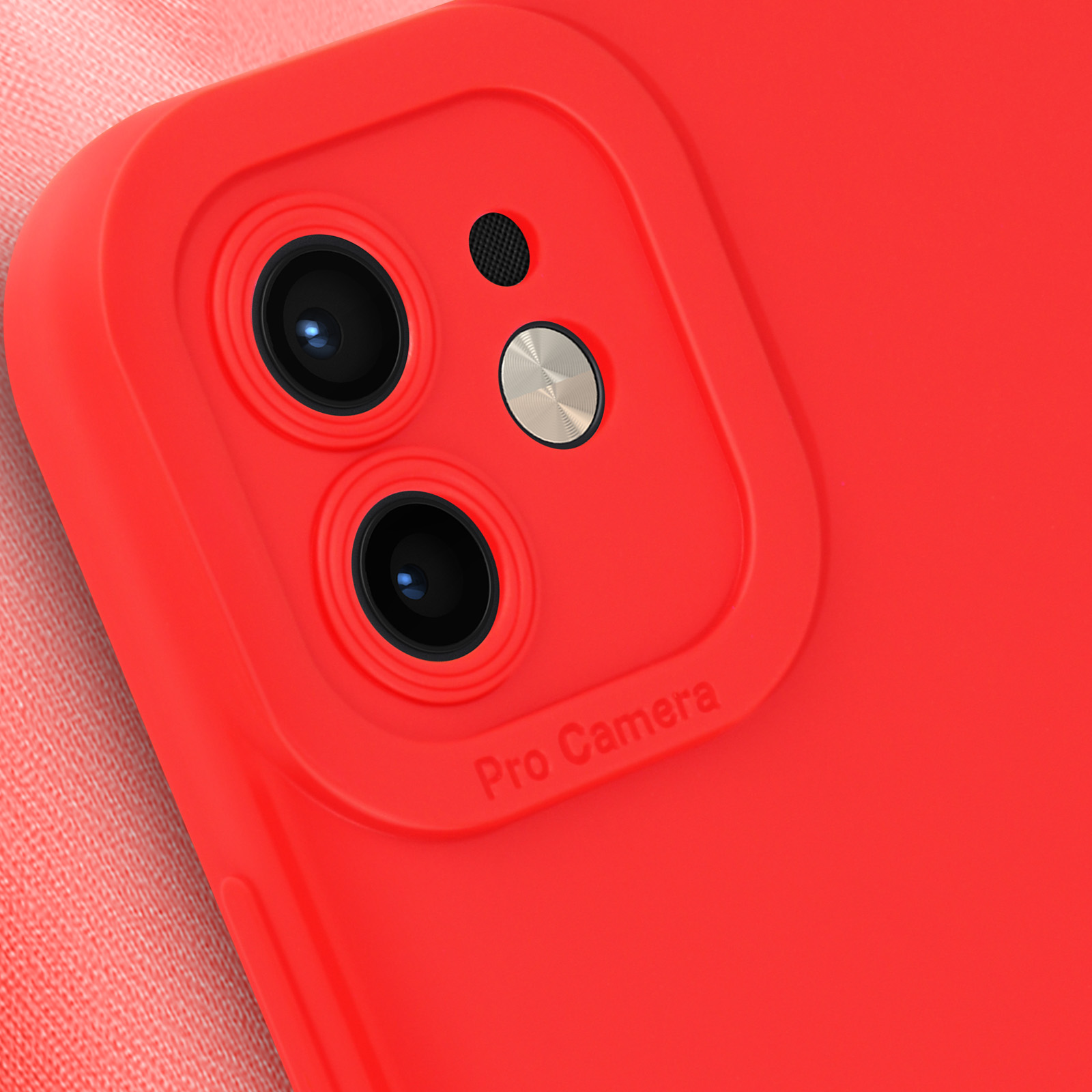 Cover per iPhone 12 flessibile opaca fotocamera protetta - rossa - Italiano