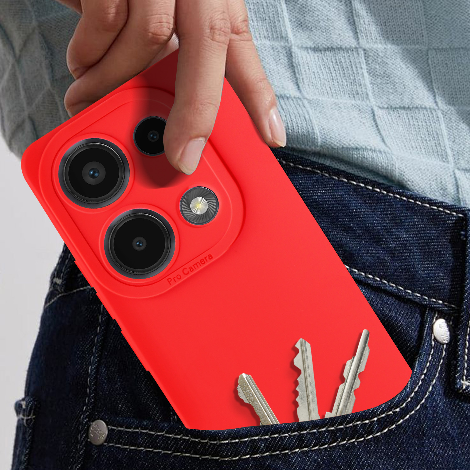 YmhxcY Custodia Per Xiaomi Redmi Note 13 Pro Con Supporto Metallico 360° - Rossa, Include Pellicola Protettiva, Protezione Fotocamera