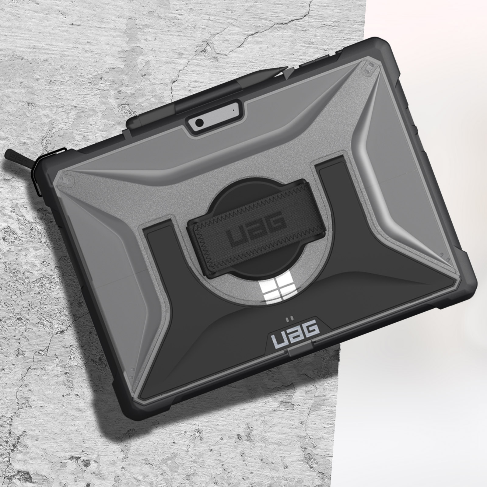 URBAN ARMOR GEAR UAG - Custodia protettiva progettata per Microsoft Surface Pro 11/10/9, con cavalletto integrato e portapenne, compatibile con tastiera di tipo resistente, colore nero