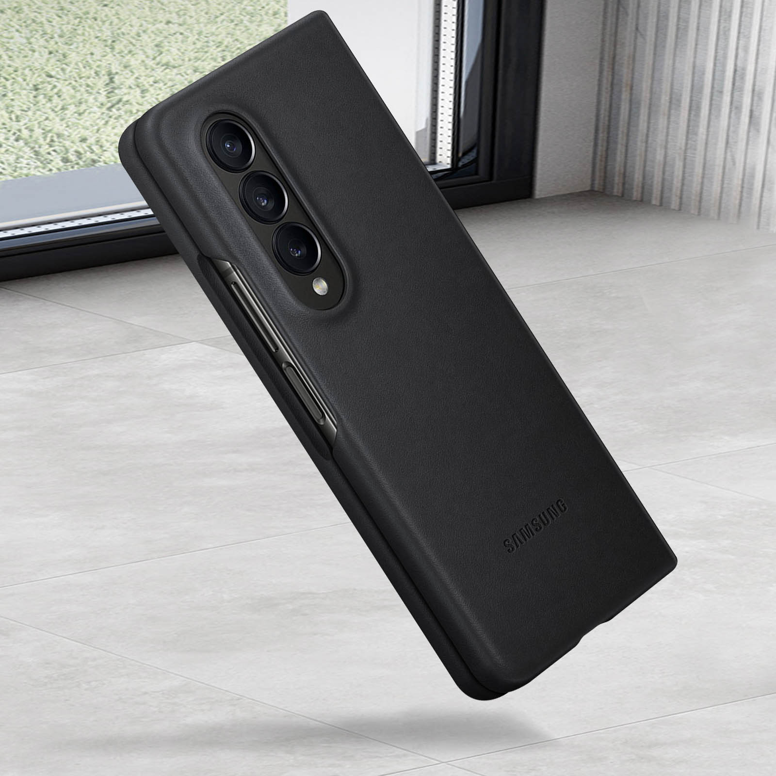 Étui Coque Livre à Miroir Pour Samsung Galaxy Z Fold 1 5G - Cuir Noir Motif Croix