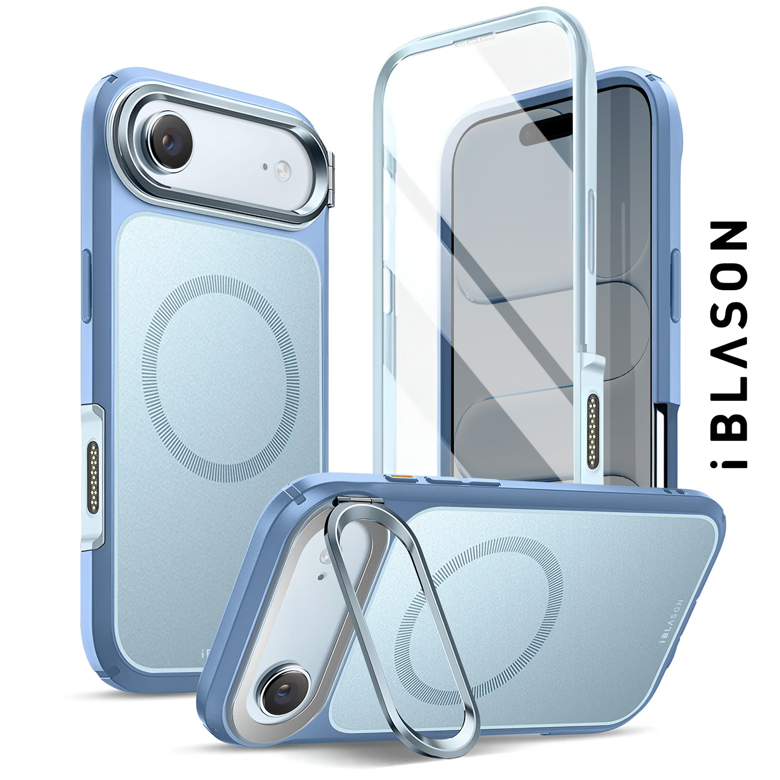 Cover iPhone 17 Pro MagSafe Blu con Portacarte e Protezione Camera