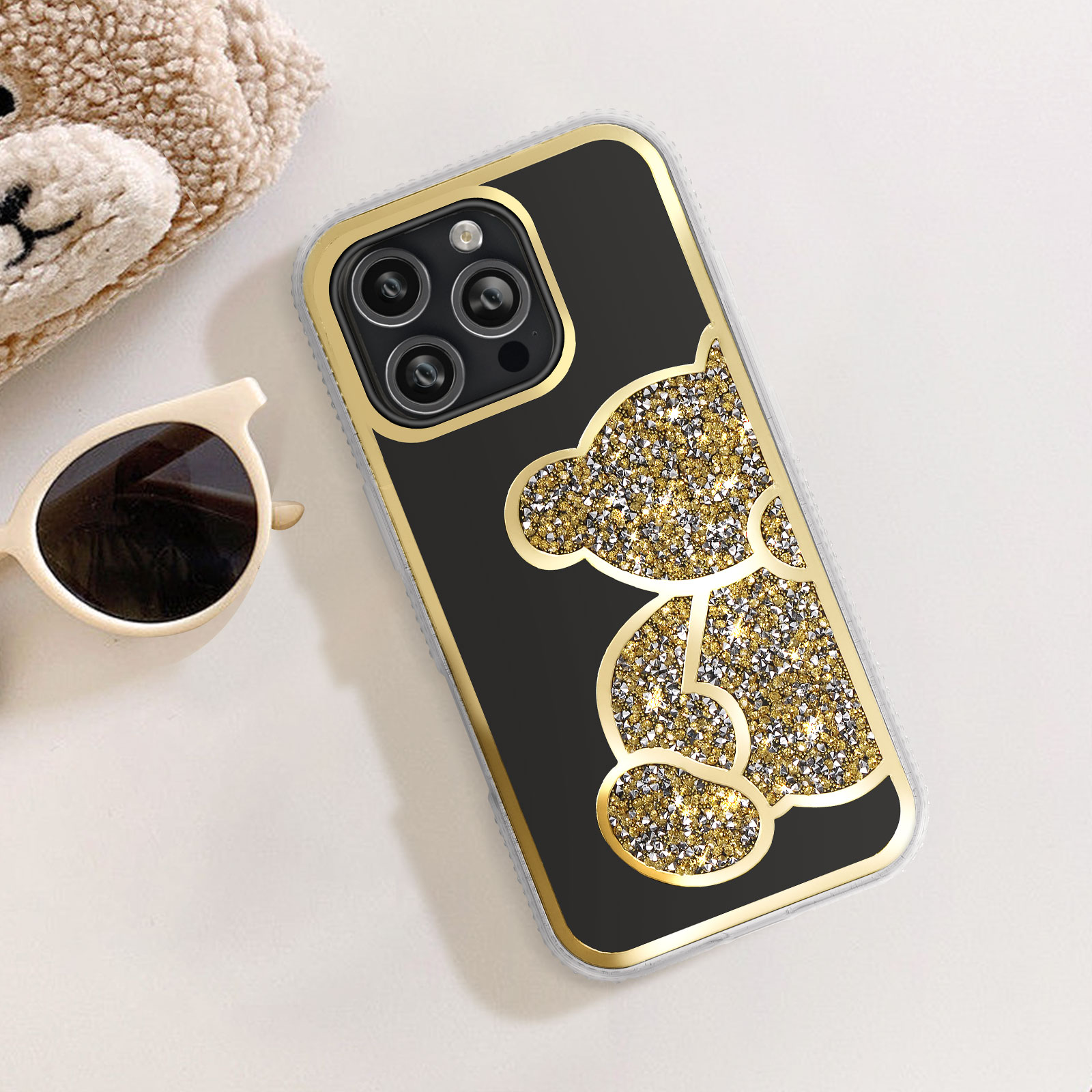 BENTOBEN Cover Magnetica per iPhone 16 con Stand, Compatibile con Magsafe, Custodia Antiscivolo Bordi Curvi, Protezione Antiurto di livello Militare Case, Glitter Trasparente