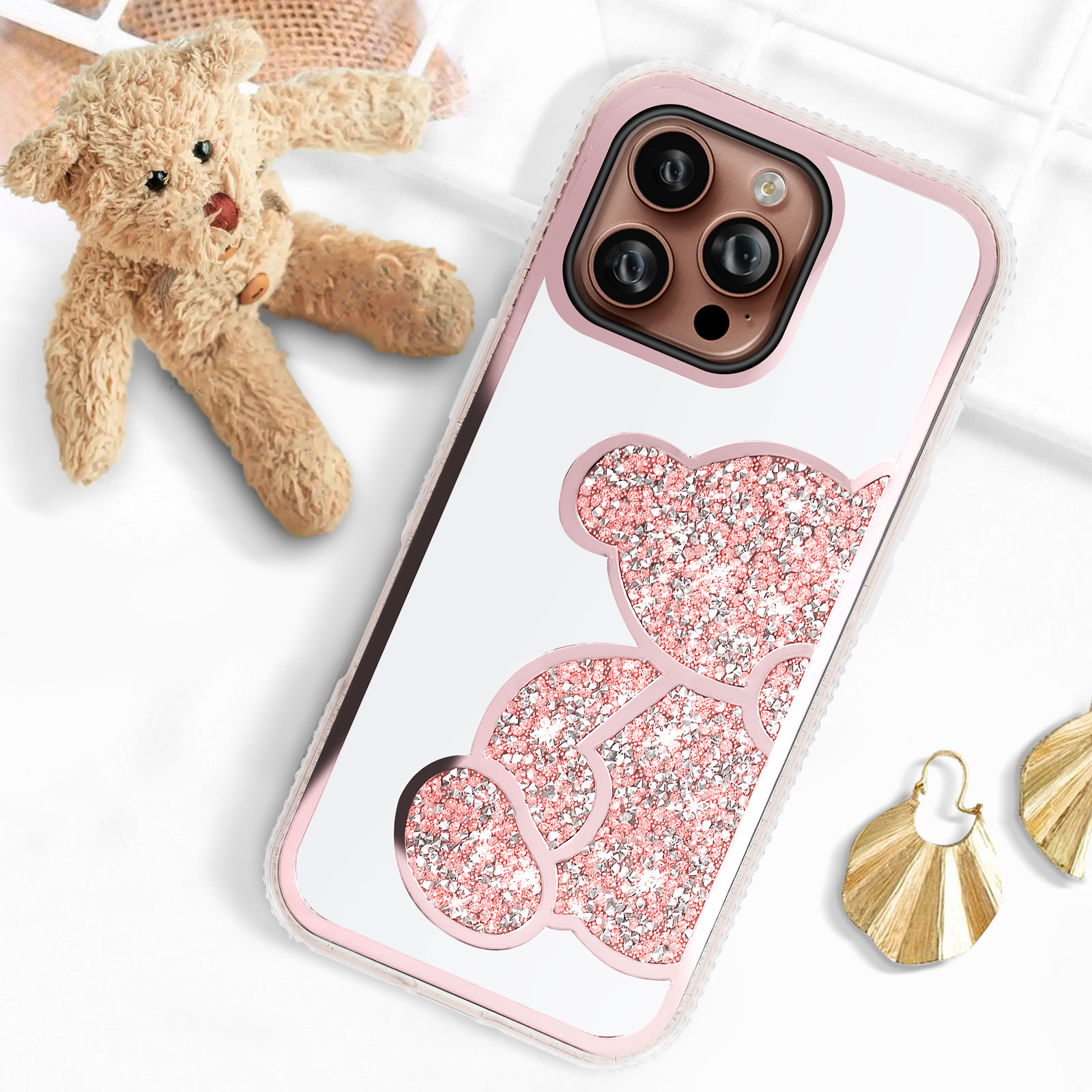 Custodia per telefono con motivo floreale di giglio rosa per iPhone 16