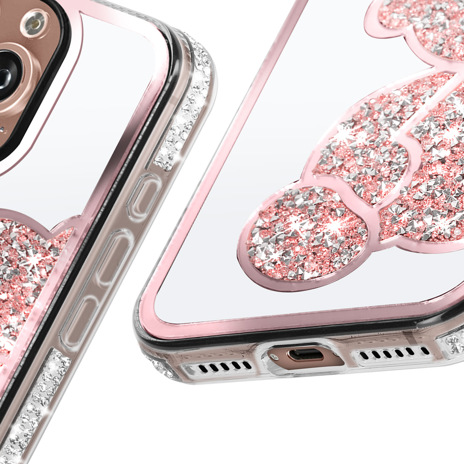 XcaseBar Schutzhülle Für IPhone 16 Pro (6,3 Zoll) – Mit RFID-Schutz, Kartenfächern, PU-Leder, Roségold