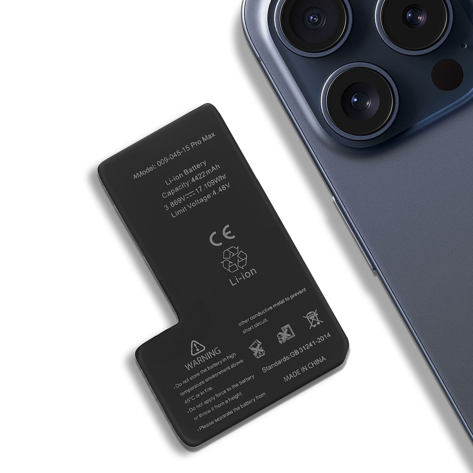 Apple iPhone 15 Pro Max Ersatzakku ohne BMS, 4422mAh - Garantie