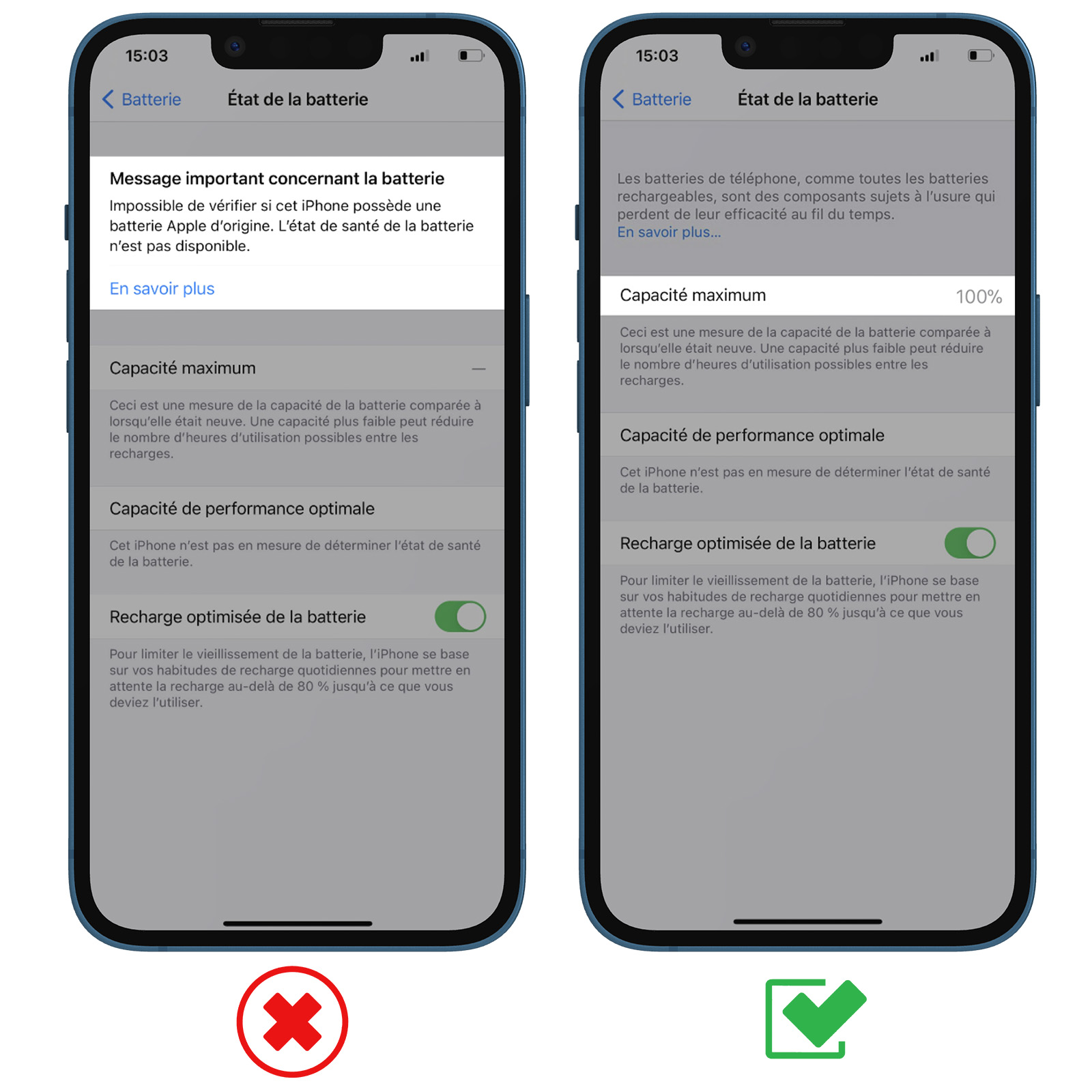 Batterie IPHONE 13 Sans Message De D'Erreur Comme A Original Haute