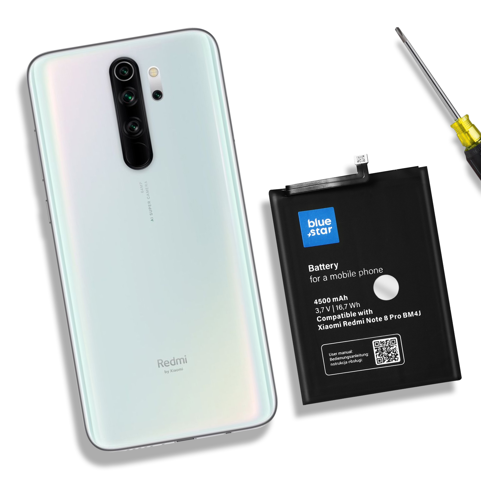 Batteria ELLENNE Per Xiaomi Redmi Note 8 Pro, 4500mAh, Con Kit Cacciaviti Incluso, Sostituzione Facile