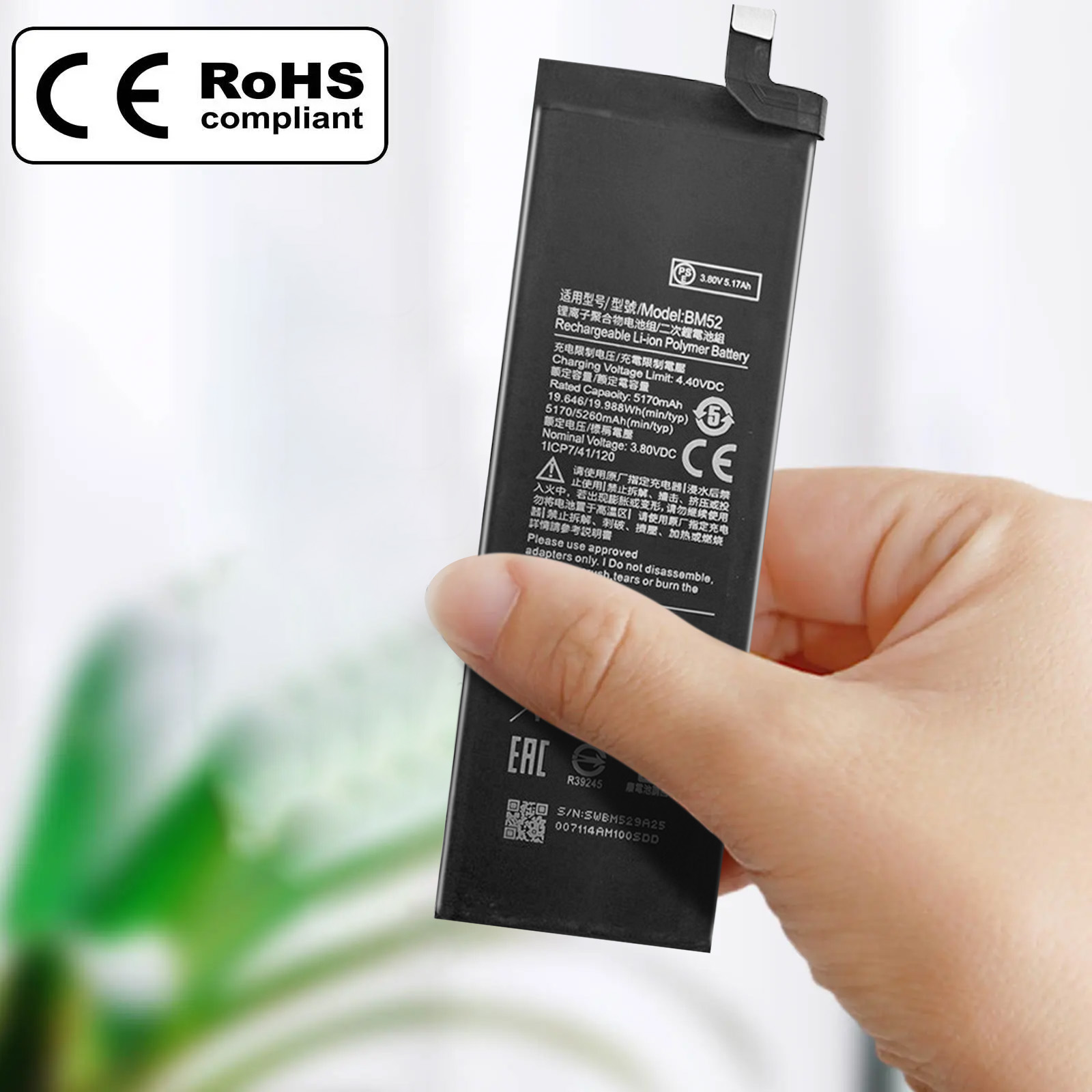 Aousavo Batterie BM52 De Rechange 5170mAh – Compatible Xiaomi Mi Note 10 / 10 Lite / 10 Pro + Kit Outils Offert