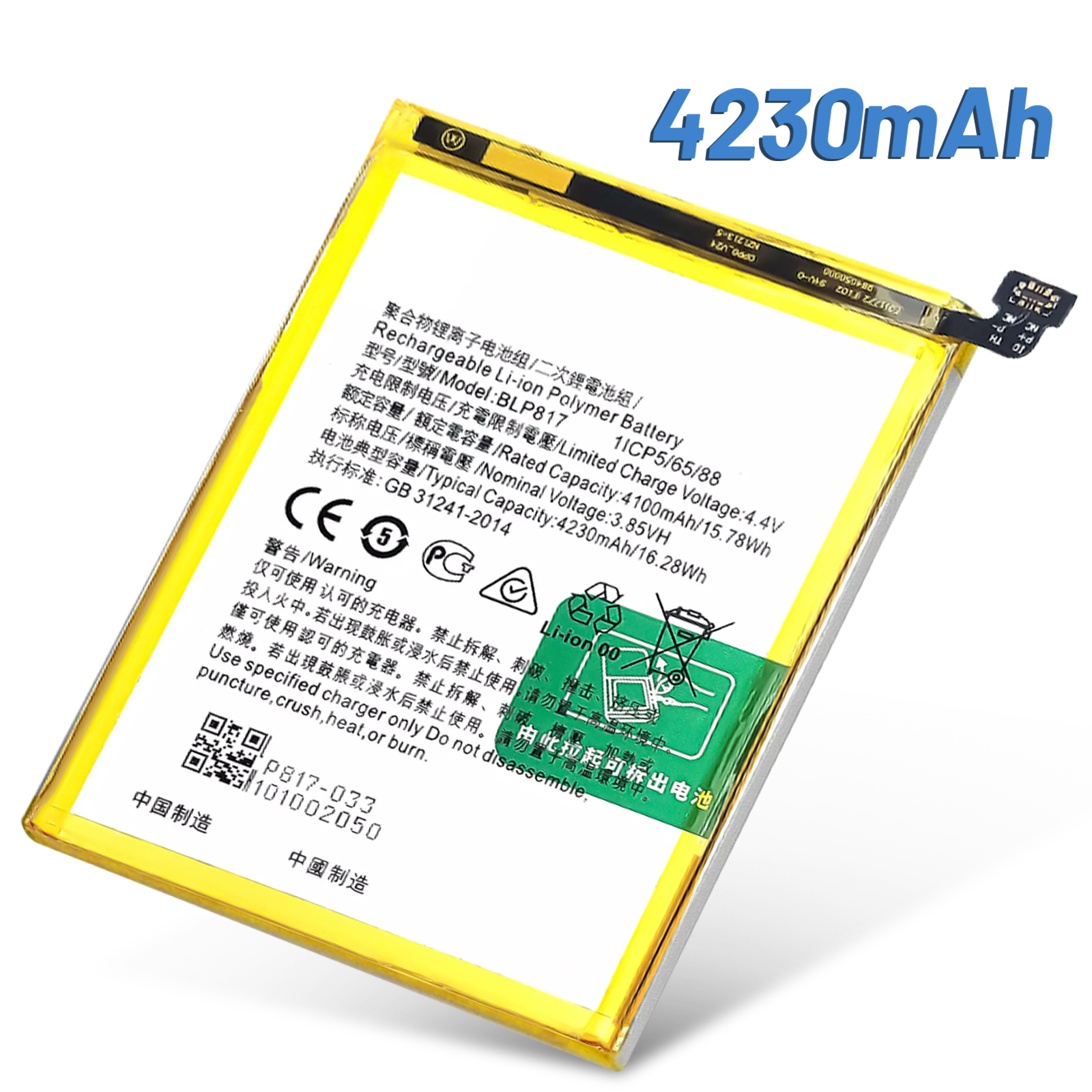 Batterie De Remplacement Pour Oppo Reno 6 5G - 4300 MAh, Compatible BLP863 - Qualité Premium, Certifiée CE/RoHS