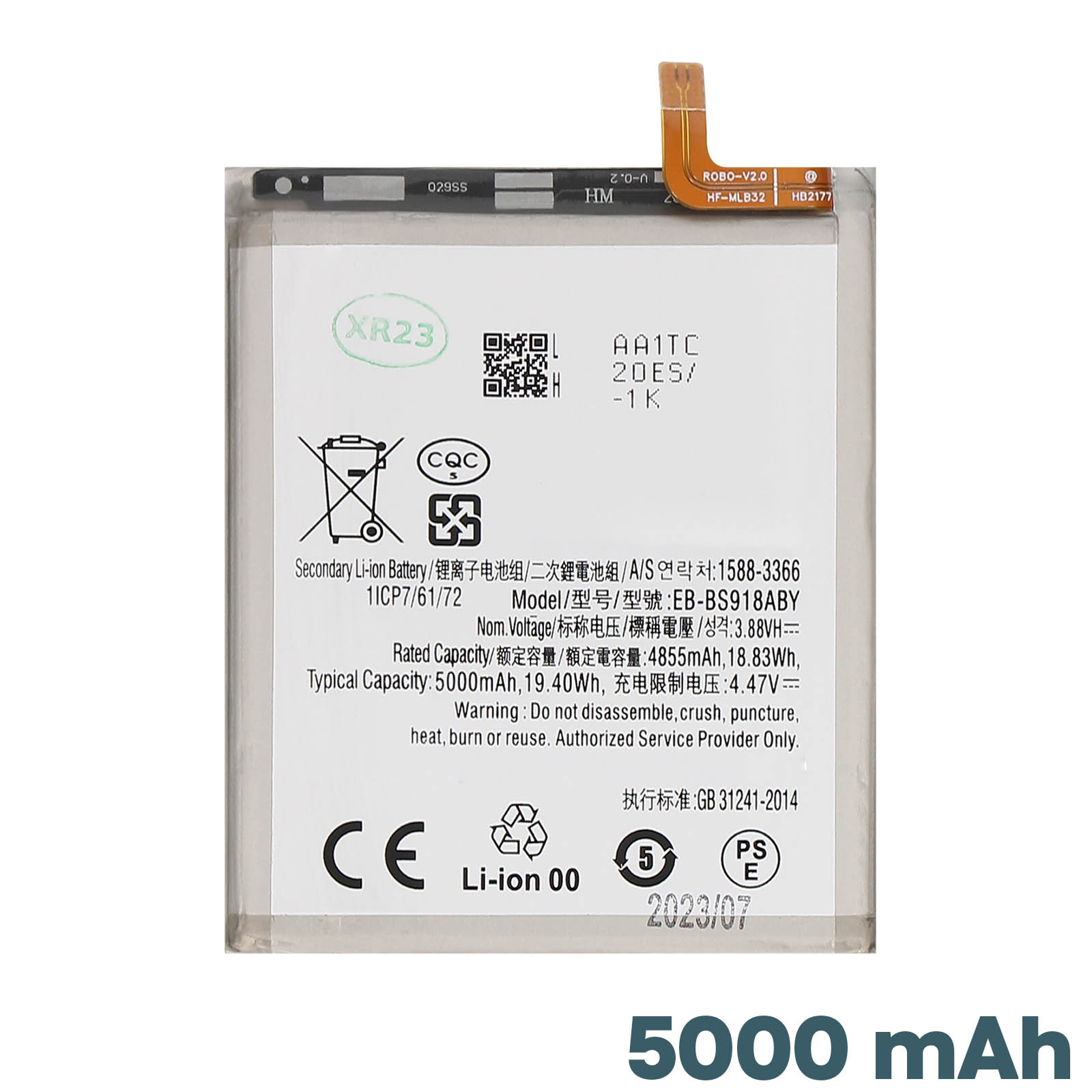 Batterie d'Origine Samsung Galaxy S23 Ultra EB-BS918ABY, 5000mAh