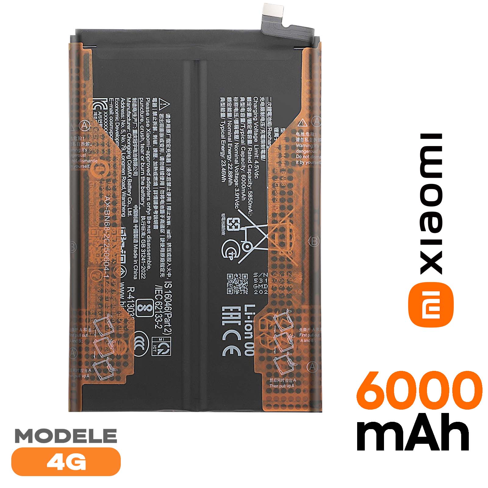 OH BOX Batteria BN5R Per Xiaomi Redmi A3 4G – 4900 MAh, Ricambio Originale Compatibile - 3