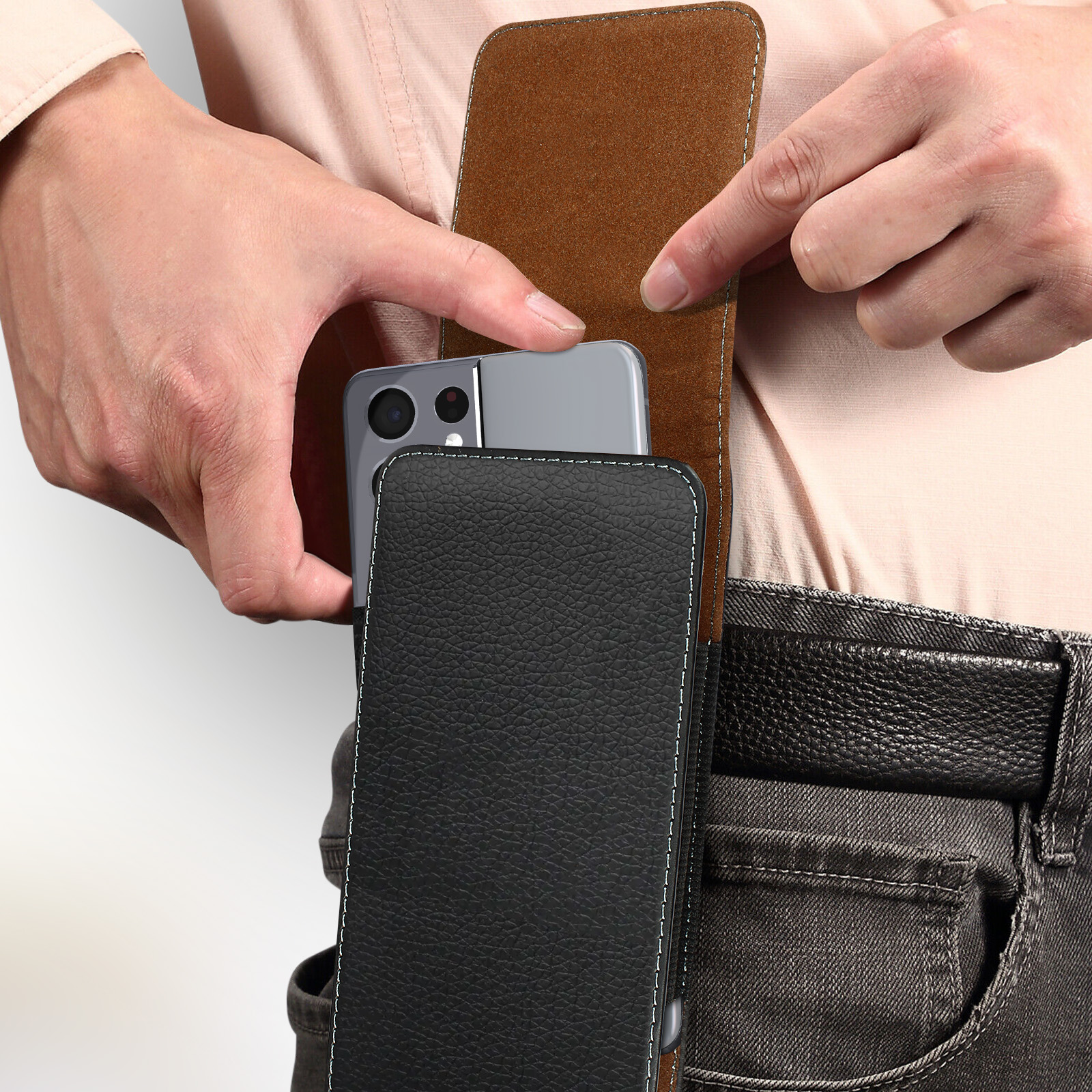 Funda Para Cinturón De Nailon Para Smartphone – Ligera, Con Cremallera, Para Llaves Y Tarjetas (Negro, Verde O Caqui)