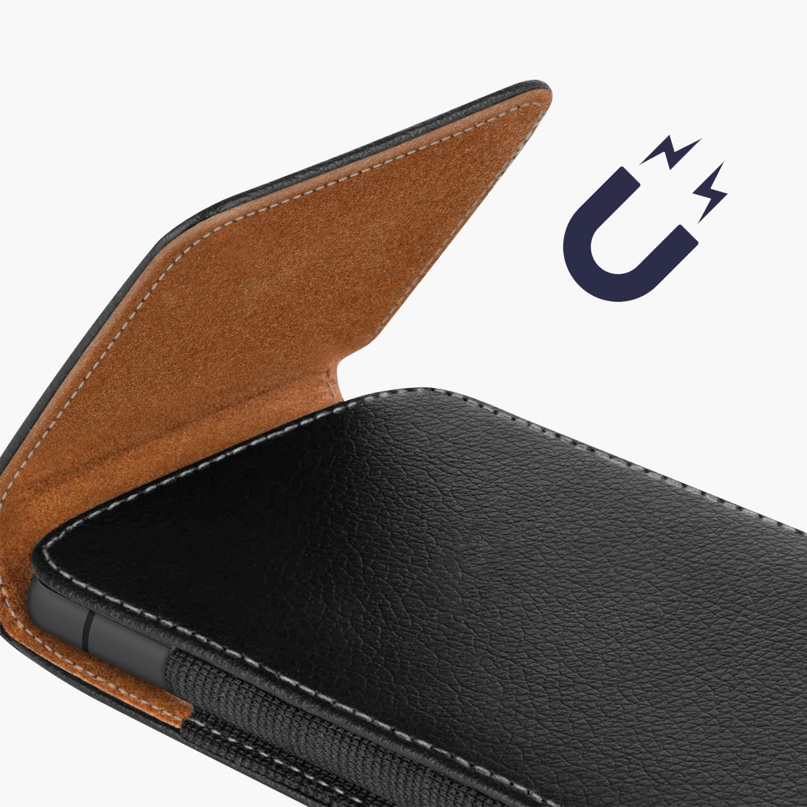 Custodia Verticale In Vera Pelle Per Gigaset GX6 - Con Moschettone, Clip E Passante, Protezione Con Chiusura Magnetica