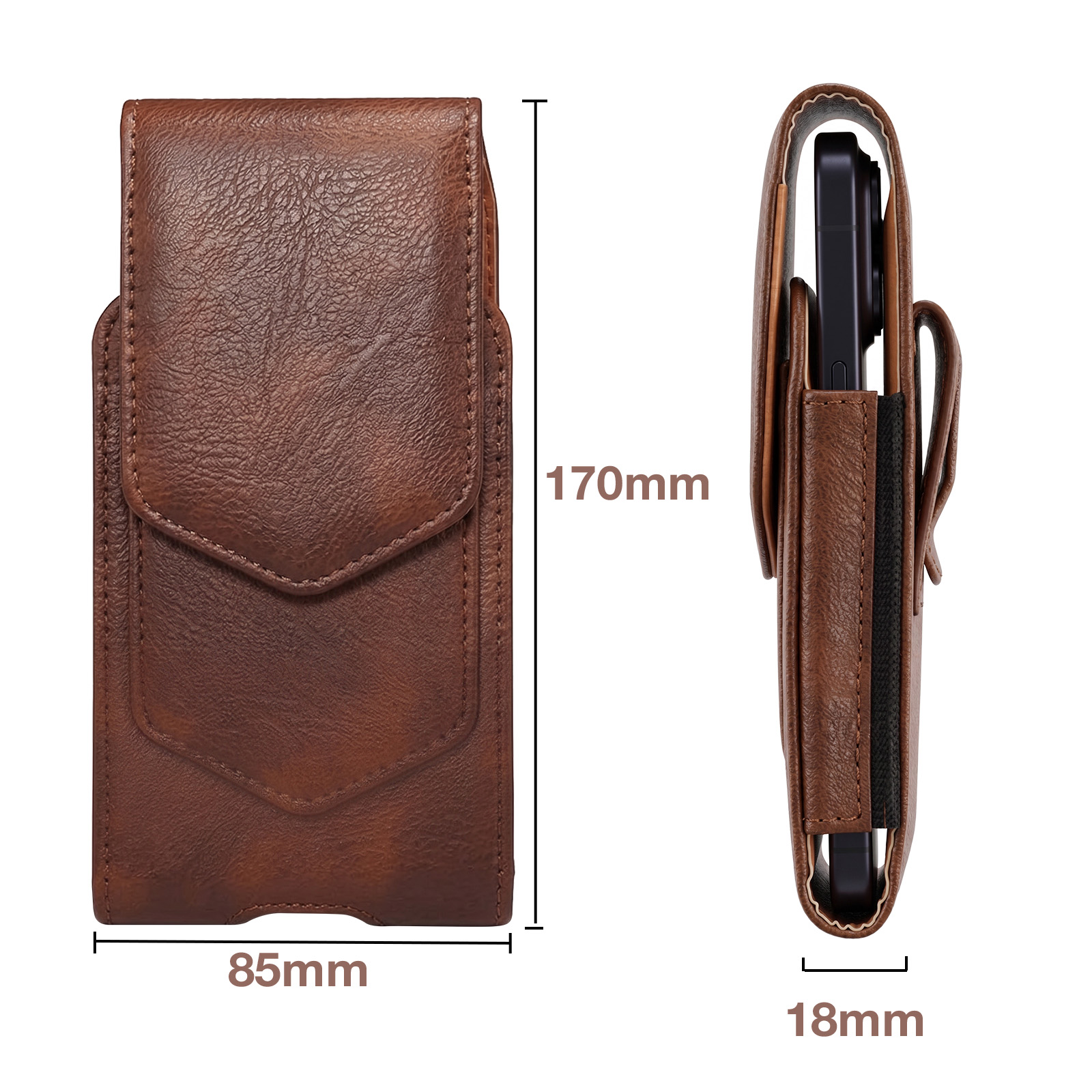 ANPNELEC Custodia Da Cintura In Ecopelle Per Smartphone 6.7-6.9″ Con Magnete E Apertura Per Ricarica – Marrone