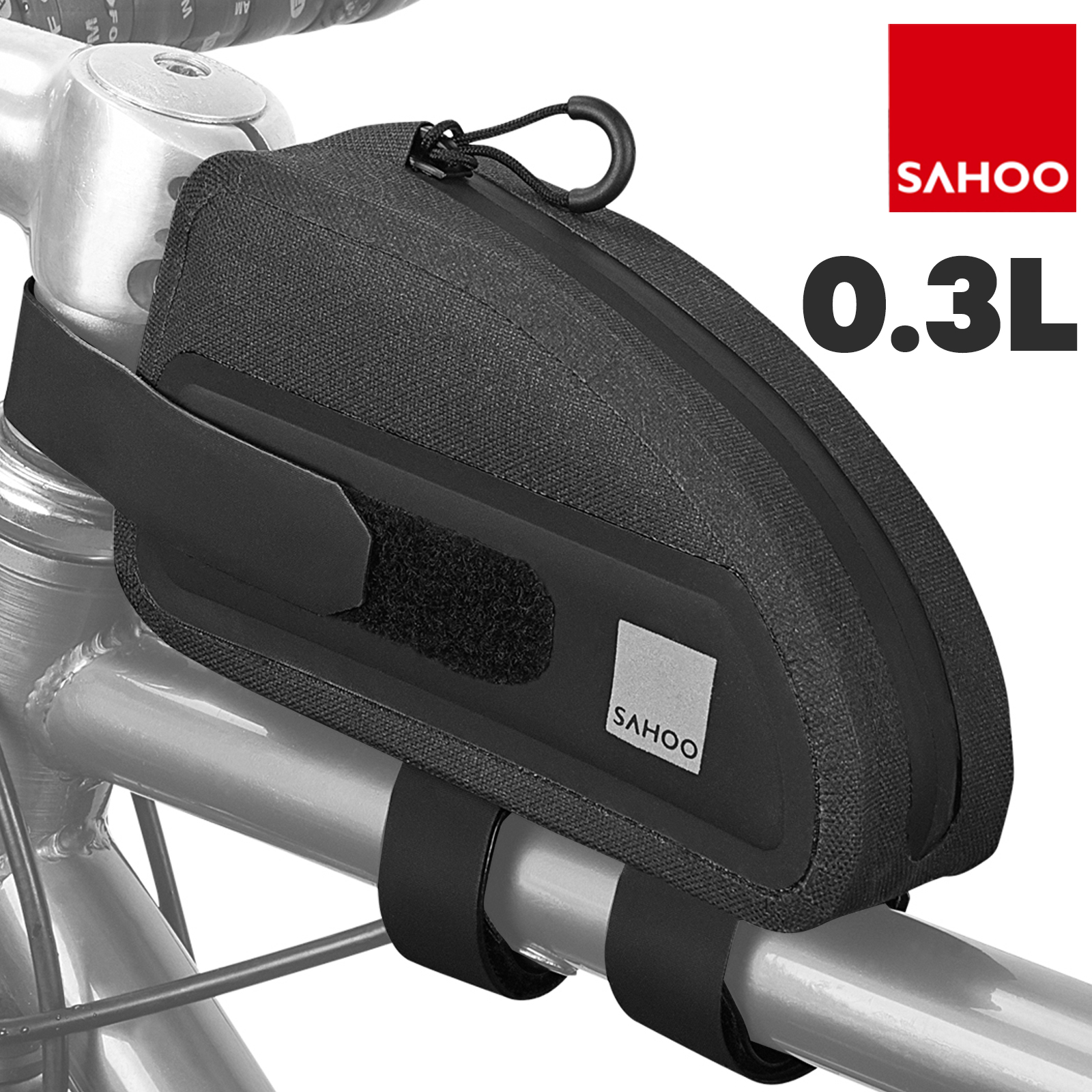 AUMTISC Sacoche De Cadre Vélo 2,5L – Nylon, Fermeture éclair, 30x8x18 Cm, Montage Rapide, Pour VTT, Route, Vélo électrique