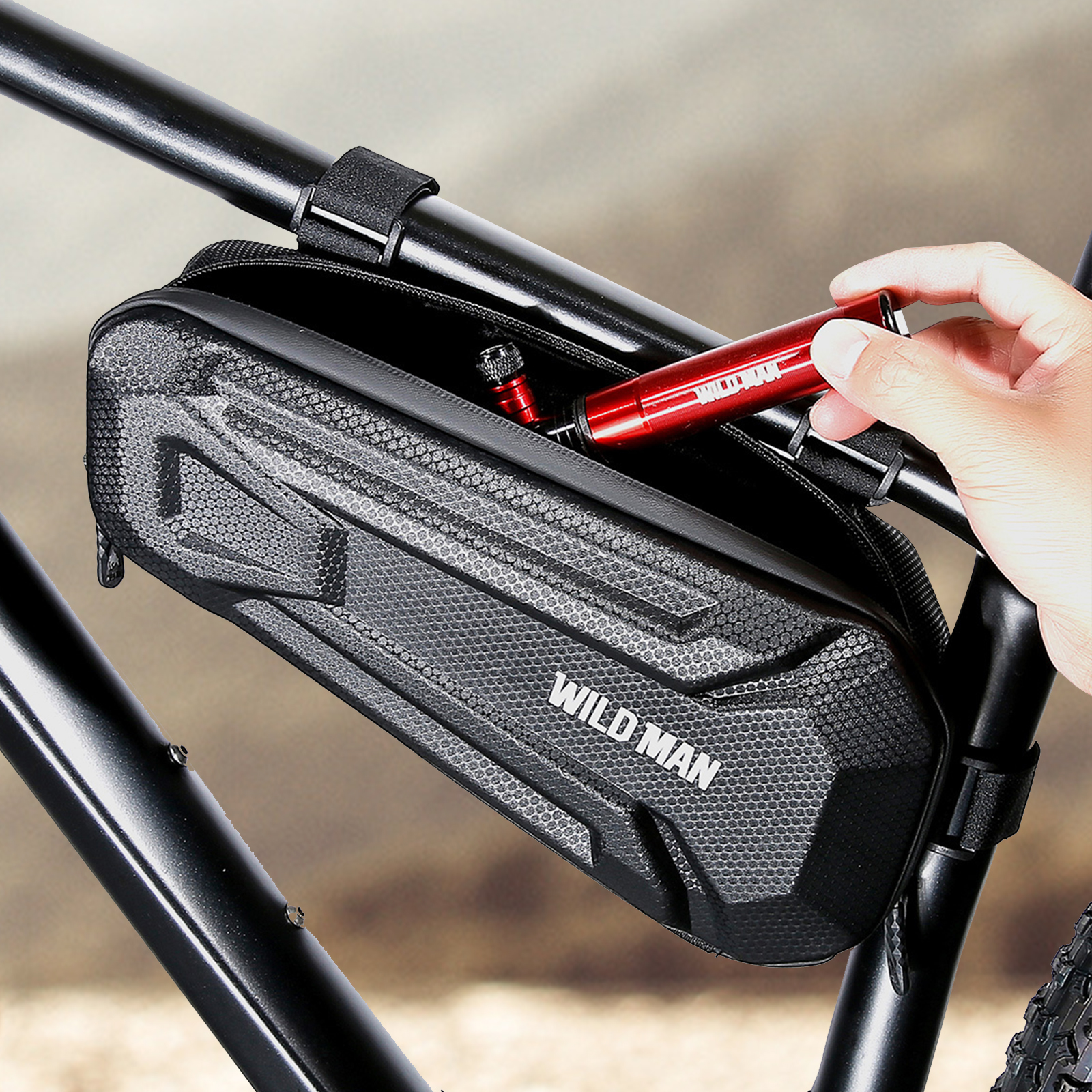 WILDMAN - Borsa Sellino Bicicletta 1,2l Waterproof Antiurto Due Cerniere Wildman Xt7 Nera