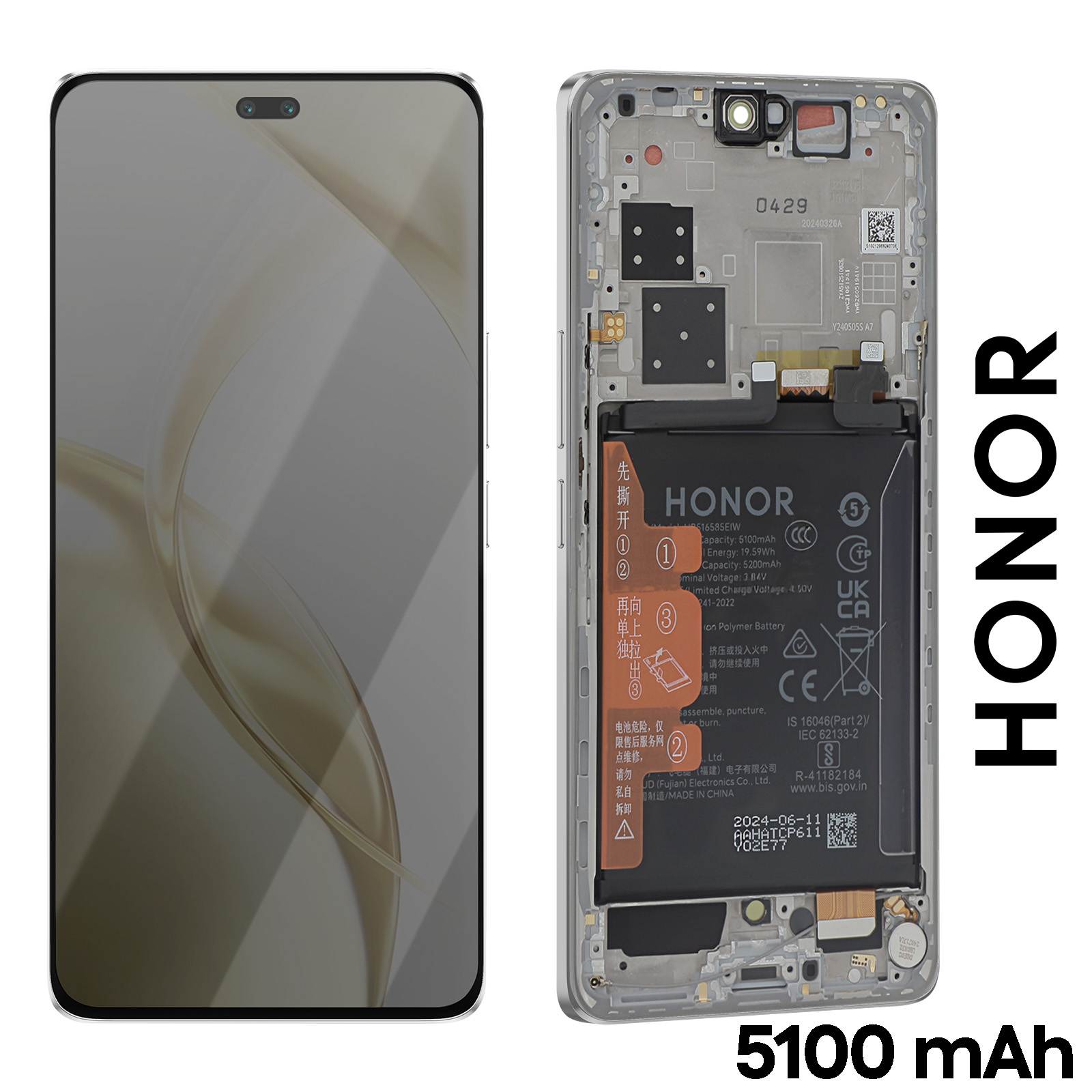 Cache Batterie Vitre Arrière Premium Noir Pour Honor 200 5G - Neuf Générique