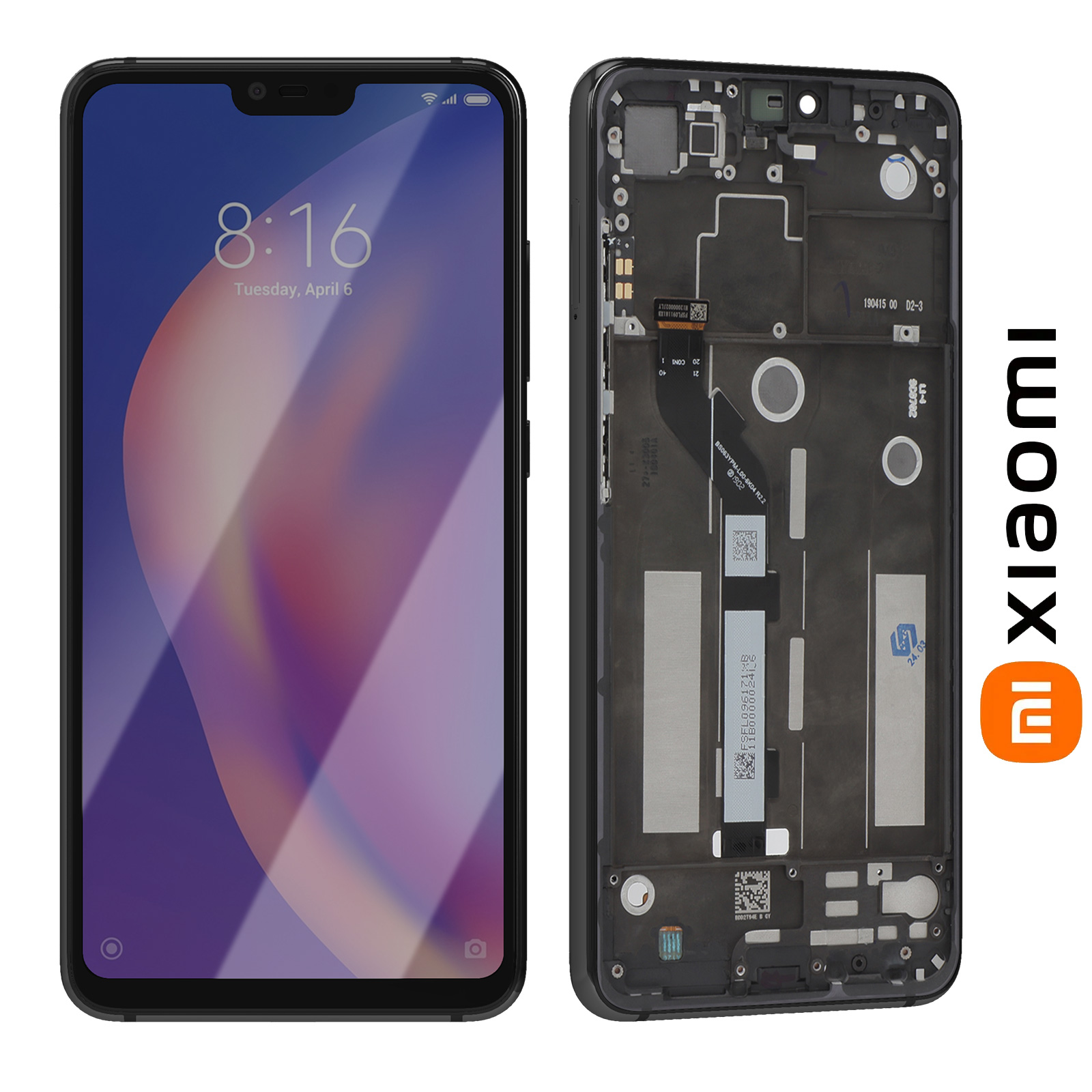 Écran LCD Complet Original Xiaomi Redmi Note 7 + Châssis Noir Cosmique (Service Pack) - Français