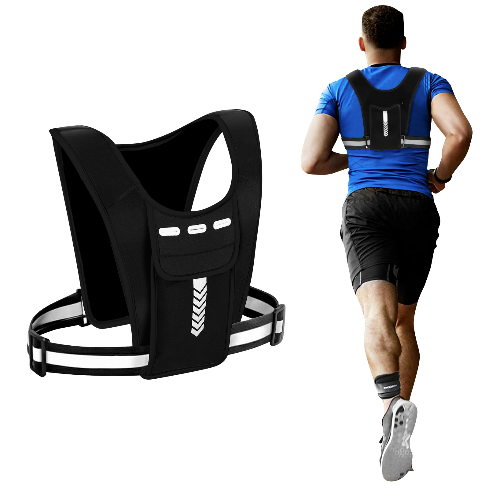 Ultralight - Gilet da corsa da 5 l, per uomo e donna, funzionale, con bolla da 1,5 l, traspirante, regolabile, colore nero