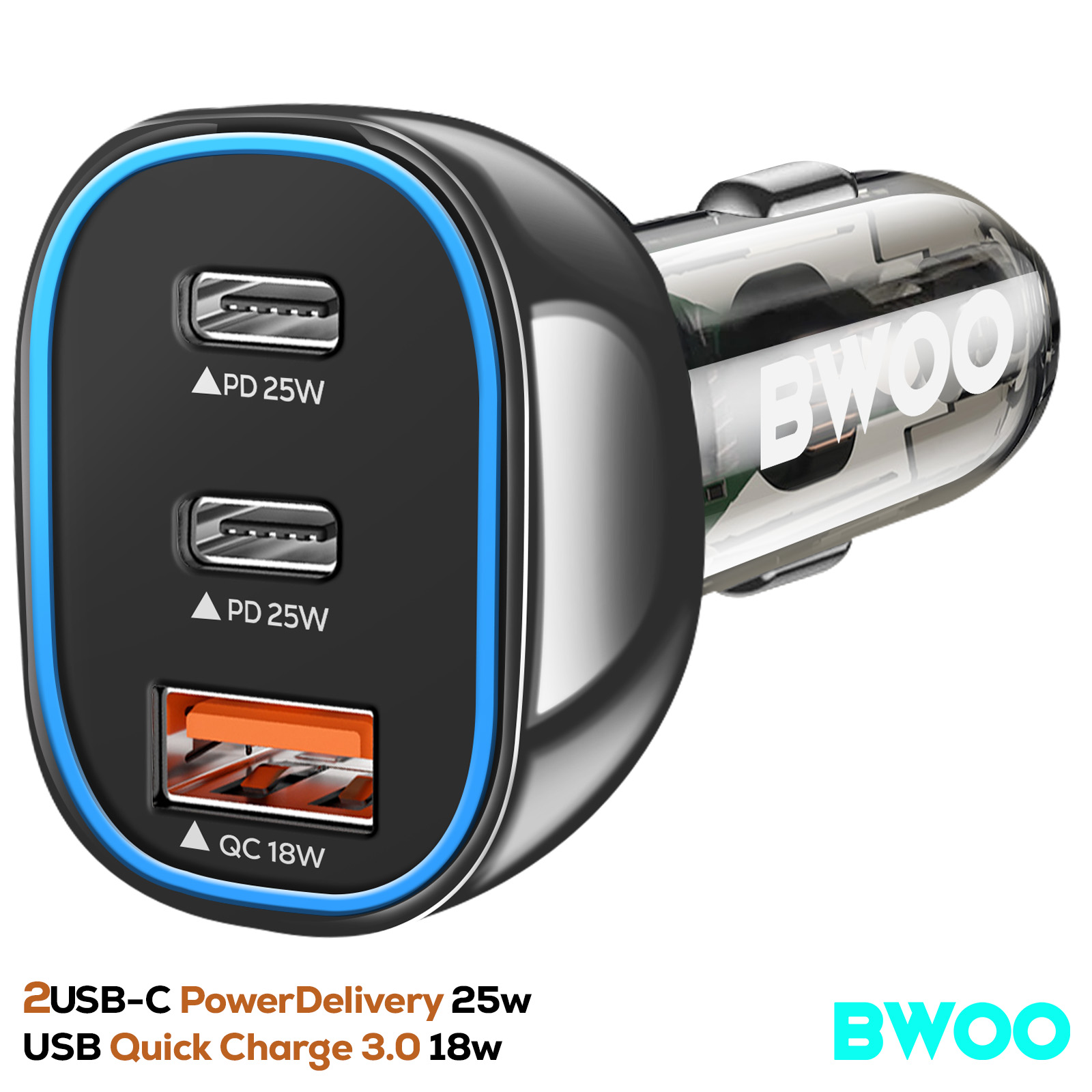 Caricabatterie Da Auto 67W Con 3 Porte E Cavo USB C Da 0,9m: Ricarica Super Veloce Per IPhone 15, IPad, Samsung E Molto Altro!