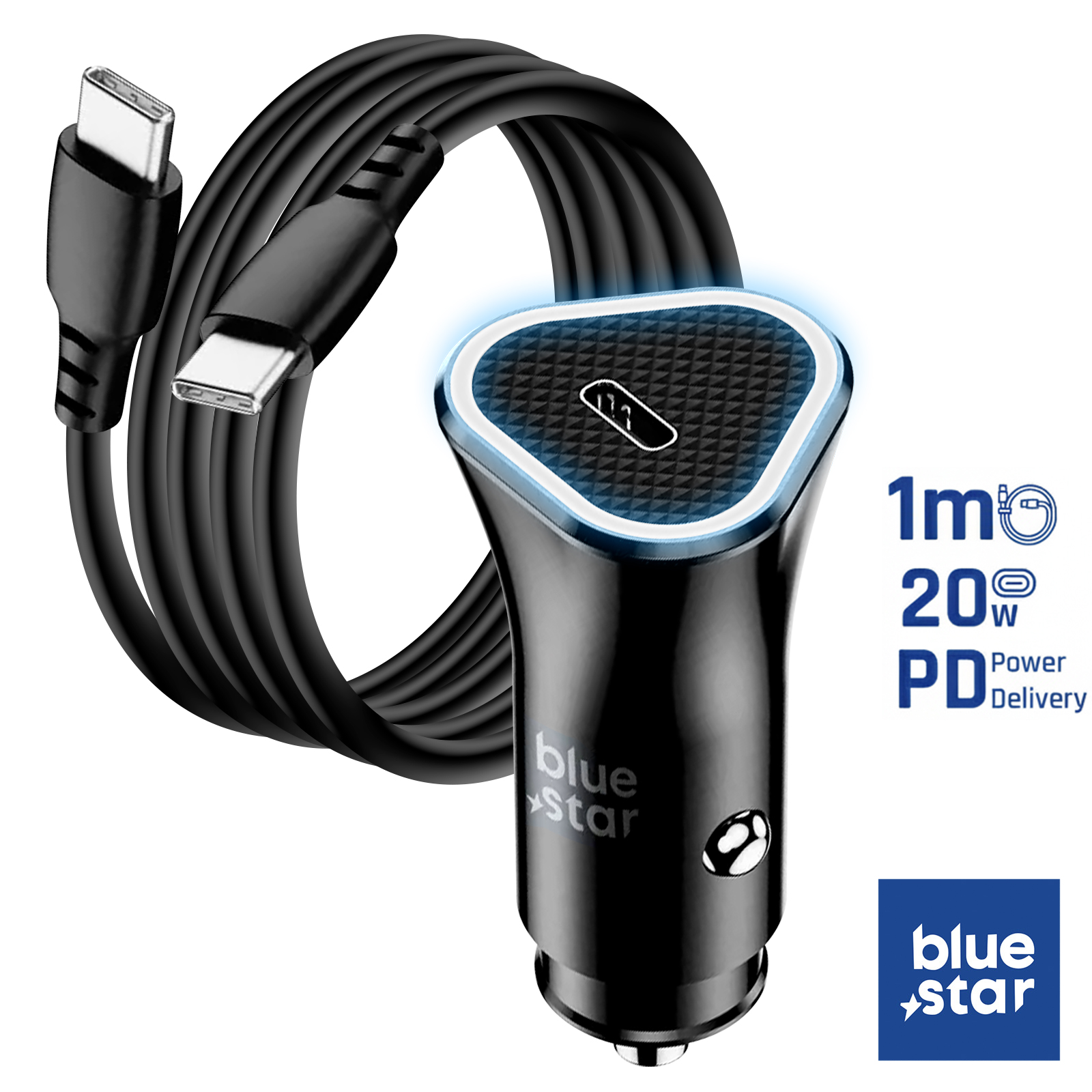 Caricabatterie / Caricatore da auto con cavo da 2 m per iPhone 15 Pro/15 Pro Max/16 Pro/16 Pro Max 20W - Bianco