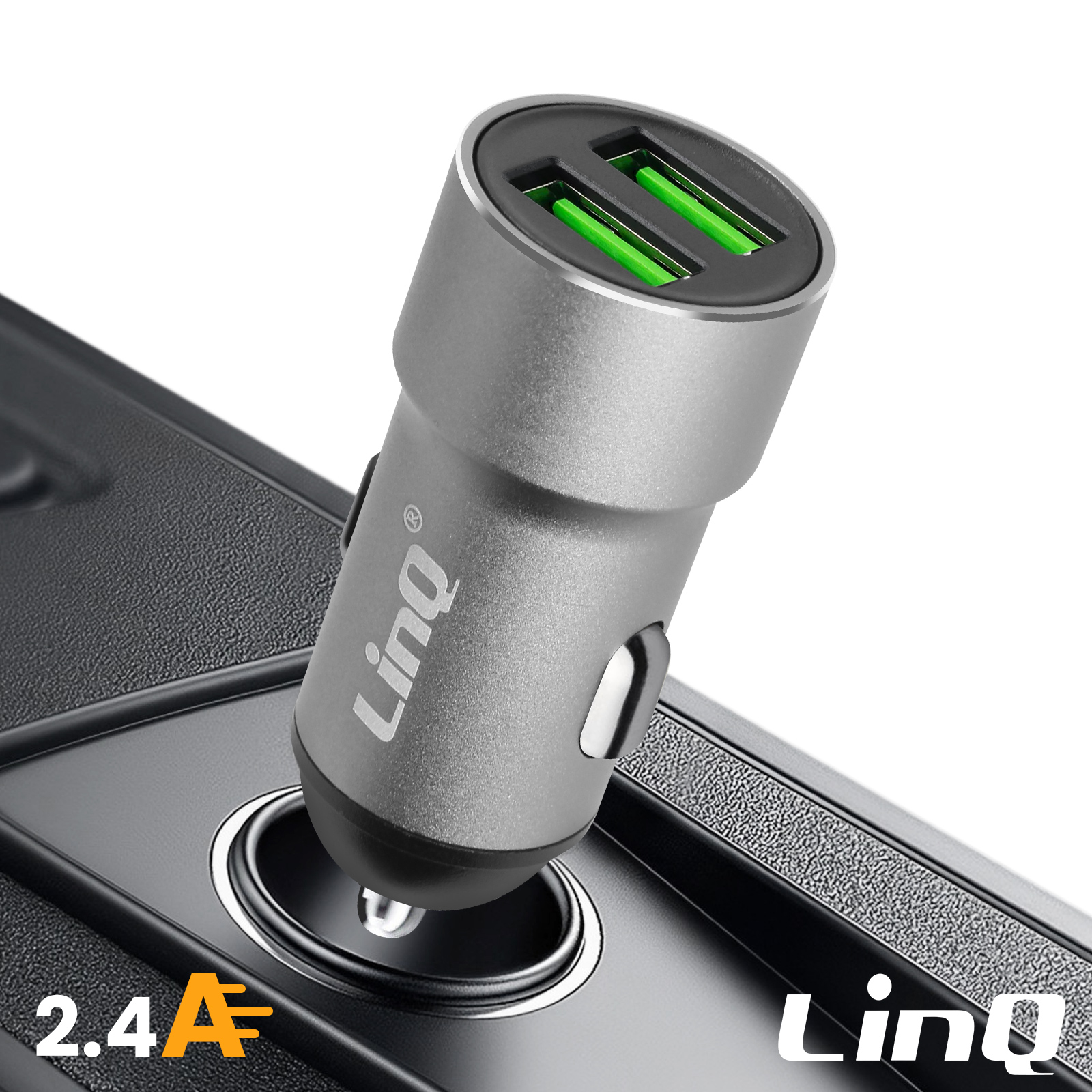 Caricabatterie Auto Mophie (ZAGG) Doppia Porta USB-A – Ricarica Rapida 24W Totale – Alluminio Argento