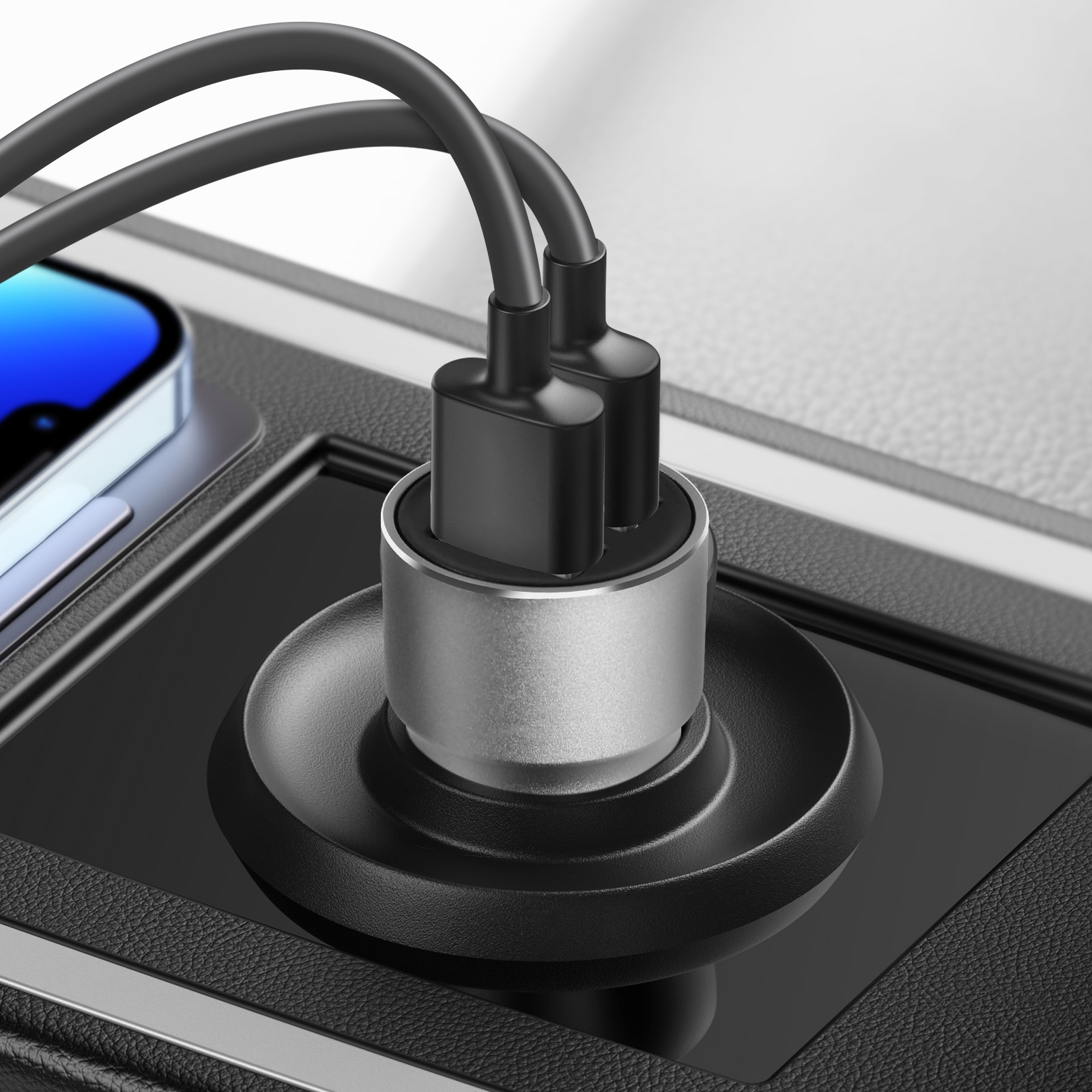 Caricabatterie Auto Mophie (ZAGG) Doppia Porta USB-A – Ricarica Rapida 24W Totale – Alluminio Argento