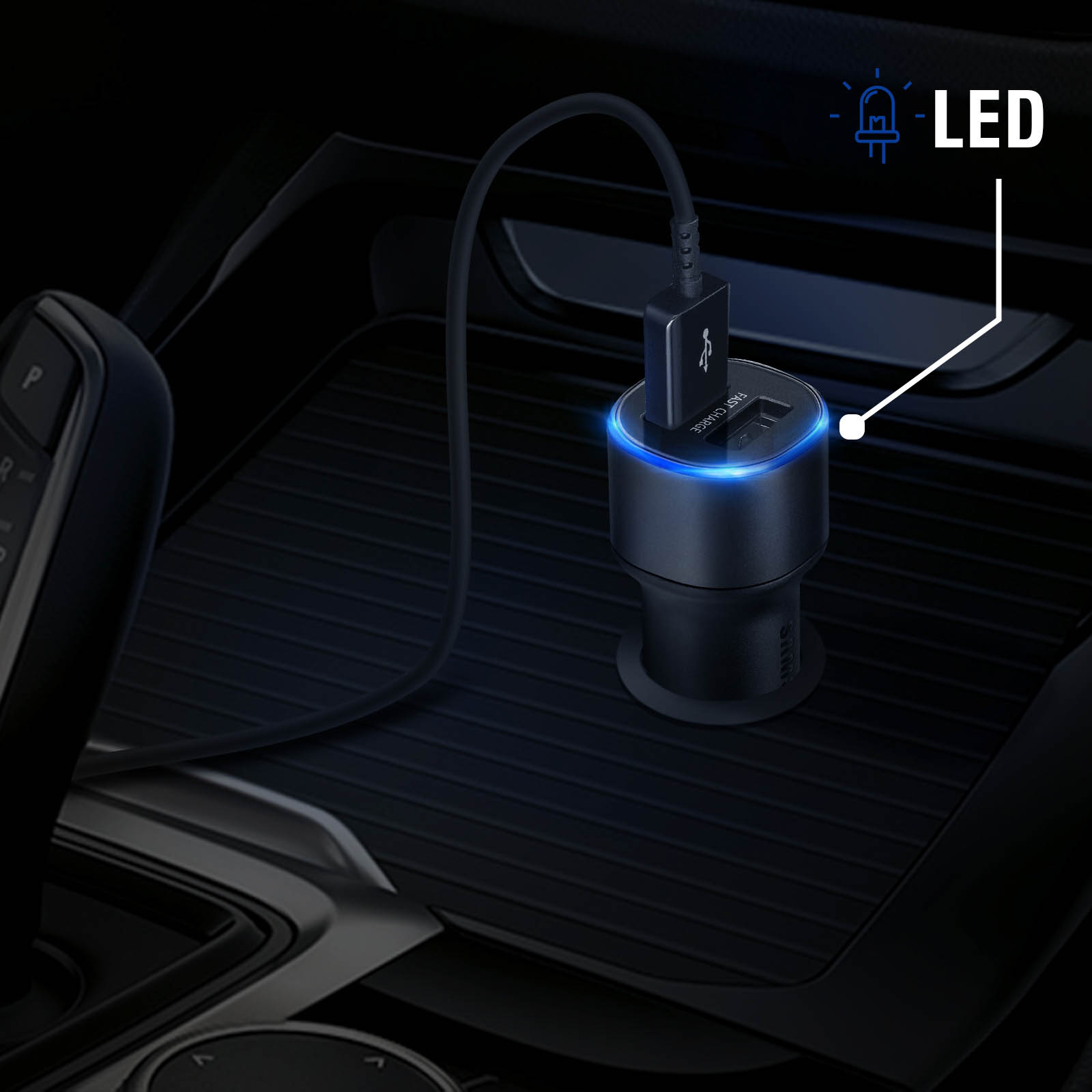 Chargeur Allume-cigare Double USB 2.1A/1A Avec LED Bleue - Pour Smartphone, Neuf, Promo Ultra