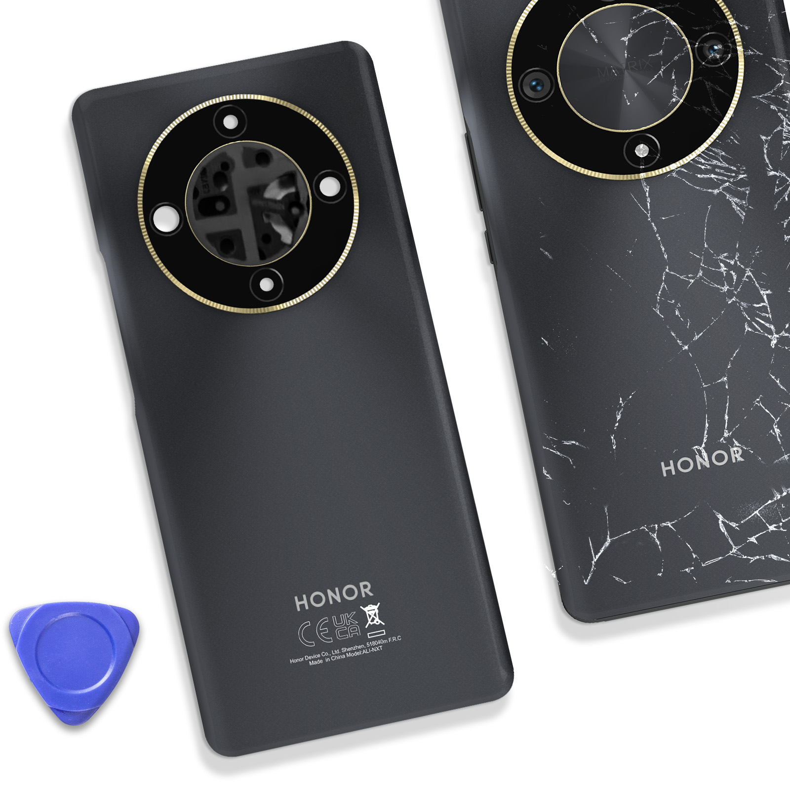 Vitre Arrière Avec Lentille Pour Honor Magic6 Lite - Noir Minuit, Neuve