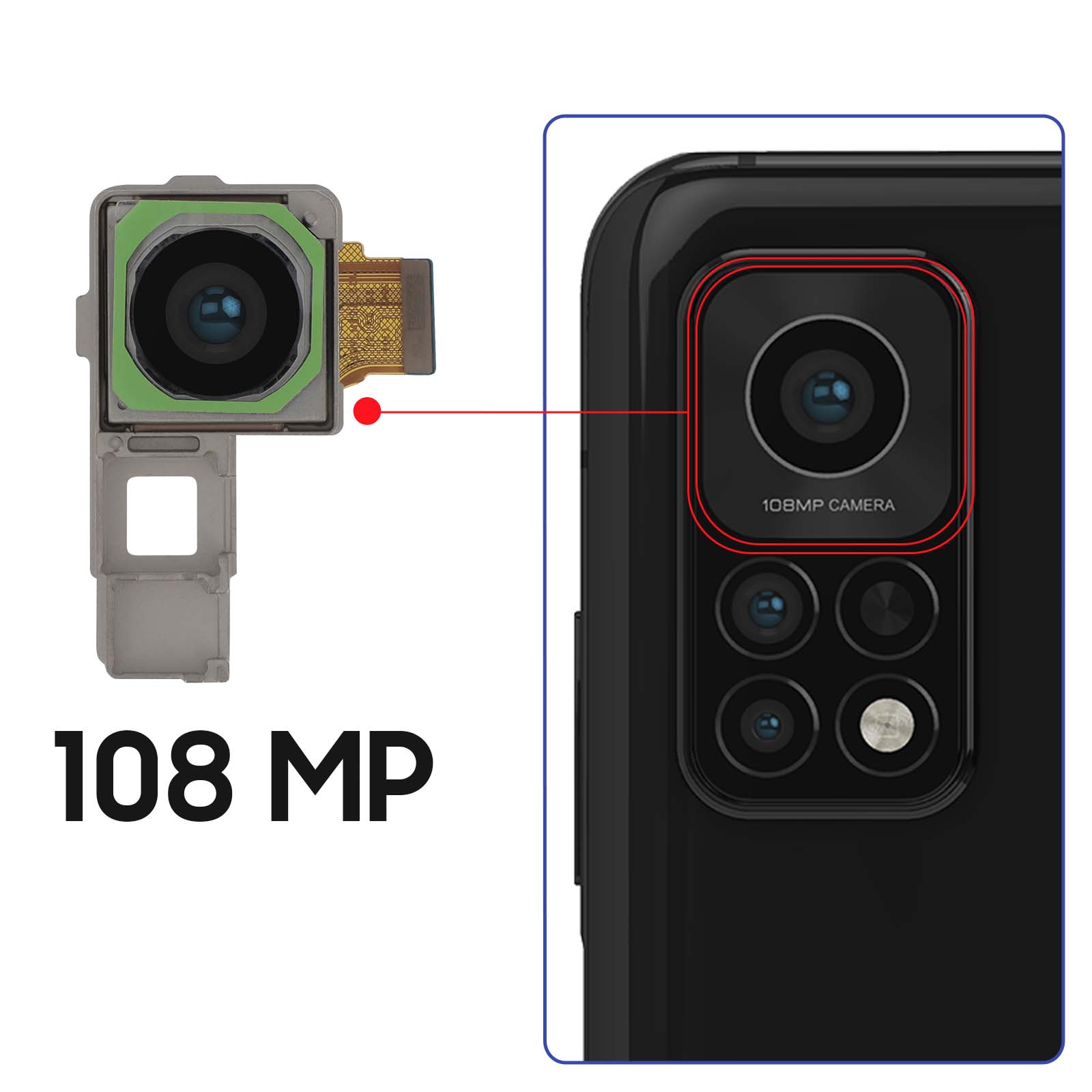 Ricambio Xiaomi Con Biadesivo Vetro Fotocamera Posteriore Per