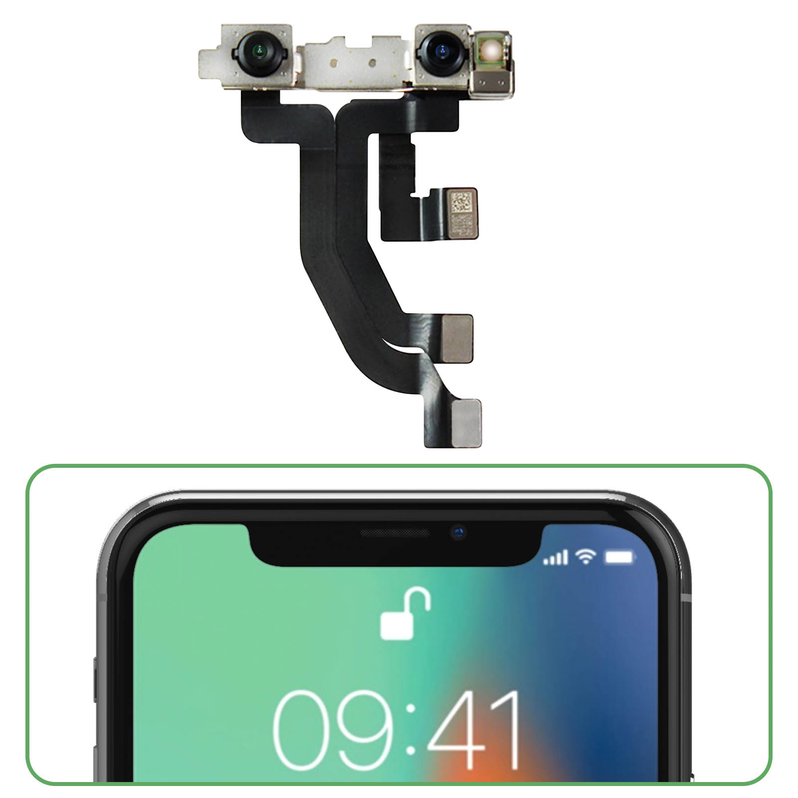 Nappe Caméra Avant (Flex) Pour IPhone X - Neuf Sous Blister, Marque GLOBALSTOCK, Référence A-001-013-07