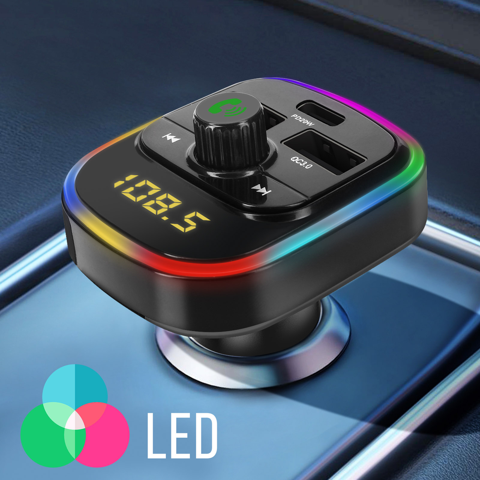 KIT VOITURE ÉMETTEUR FM Modulateur MP3 Lecteur Récepteur Audio Mains