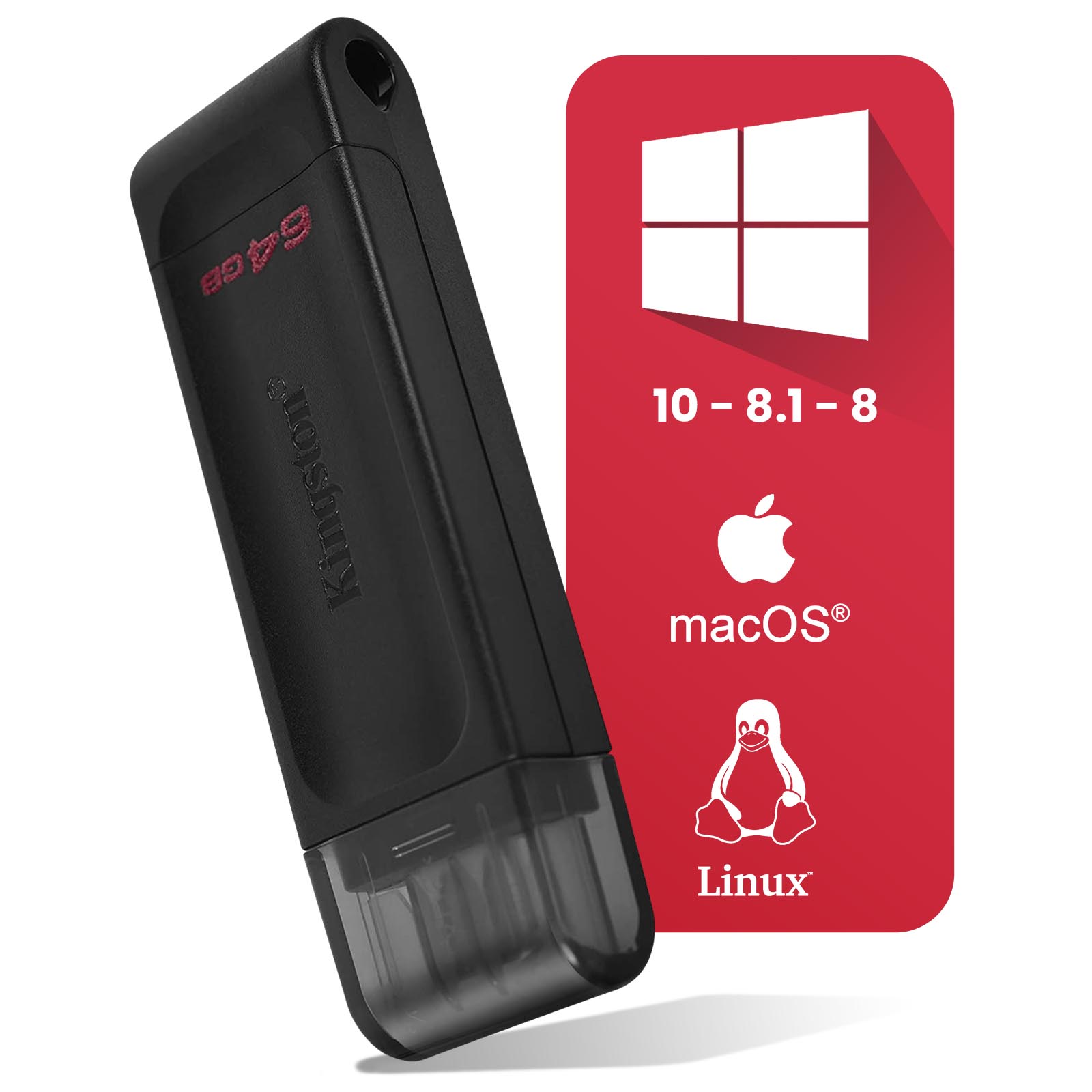 Chiavetta USB 3 In 1 Per Telefono 64GB - Con Interfacce USB, Android E IPhone, Per Trasferimento Dati Veloce