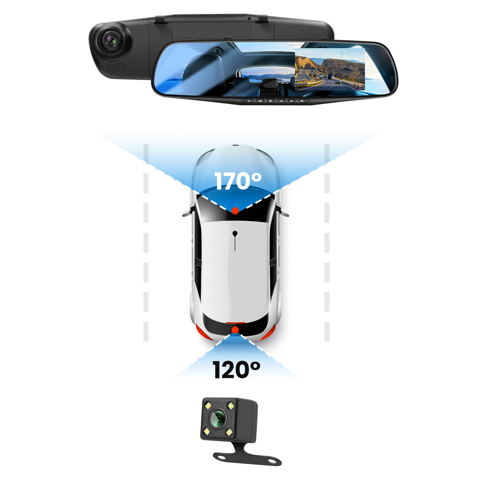 iZEEKER Dash Ca anteriore e posteriore con scheda SD 1080P Full HD