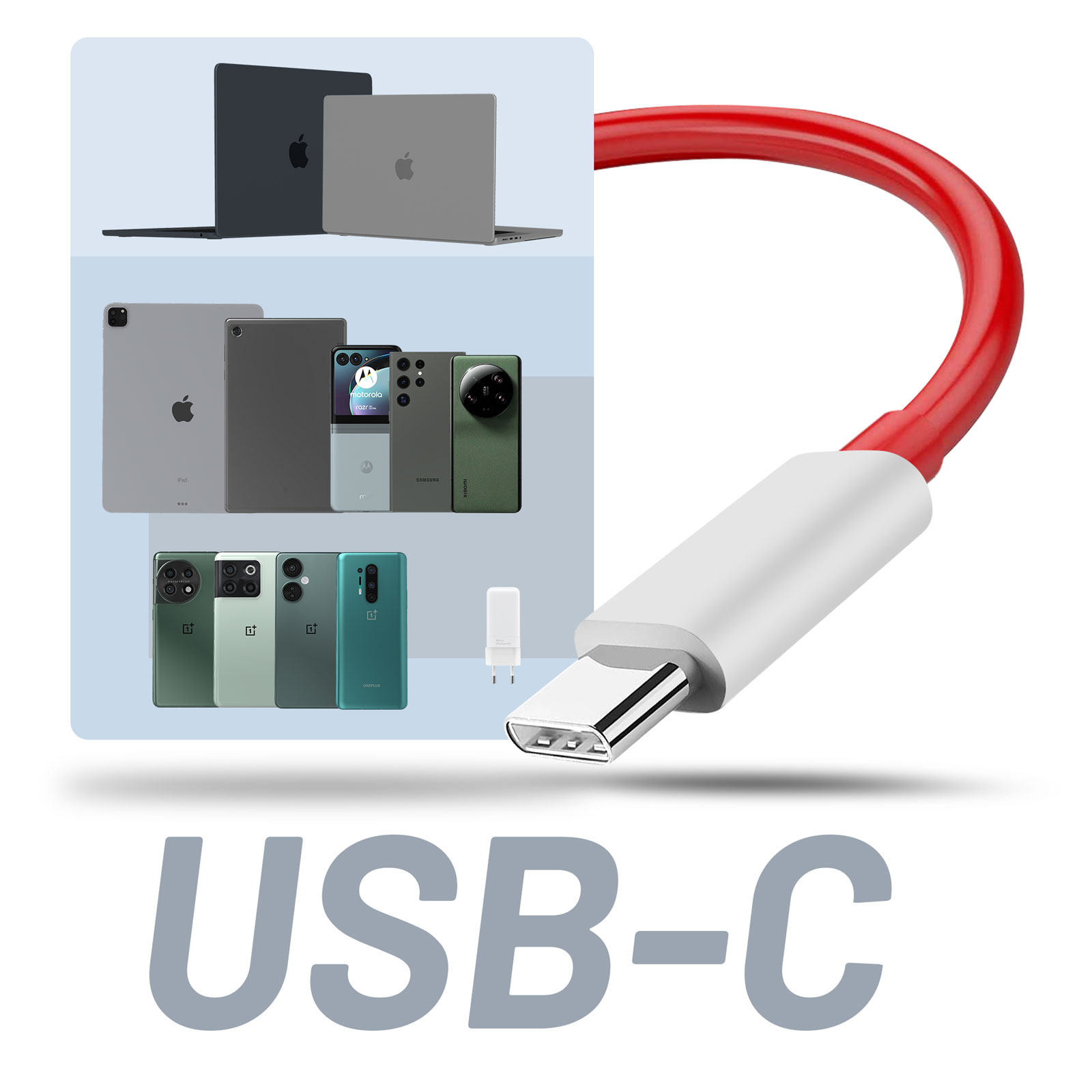 Cavo Originale OnePlus Dash USB-C Rosso – 1.2m – Senza Confezione (Aperto, Mai Usato)