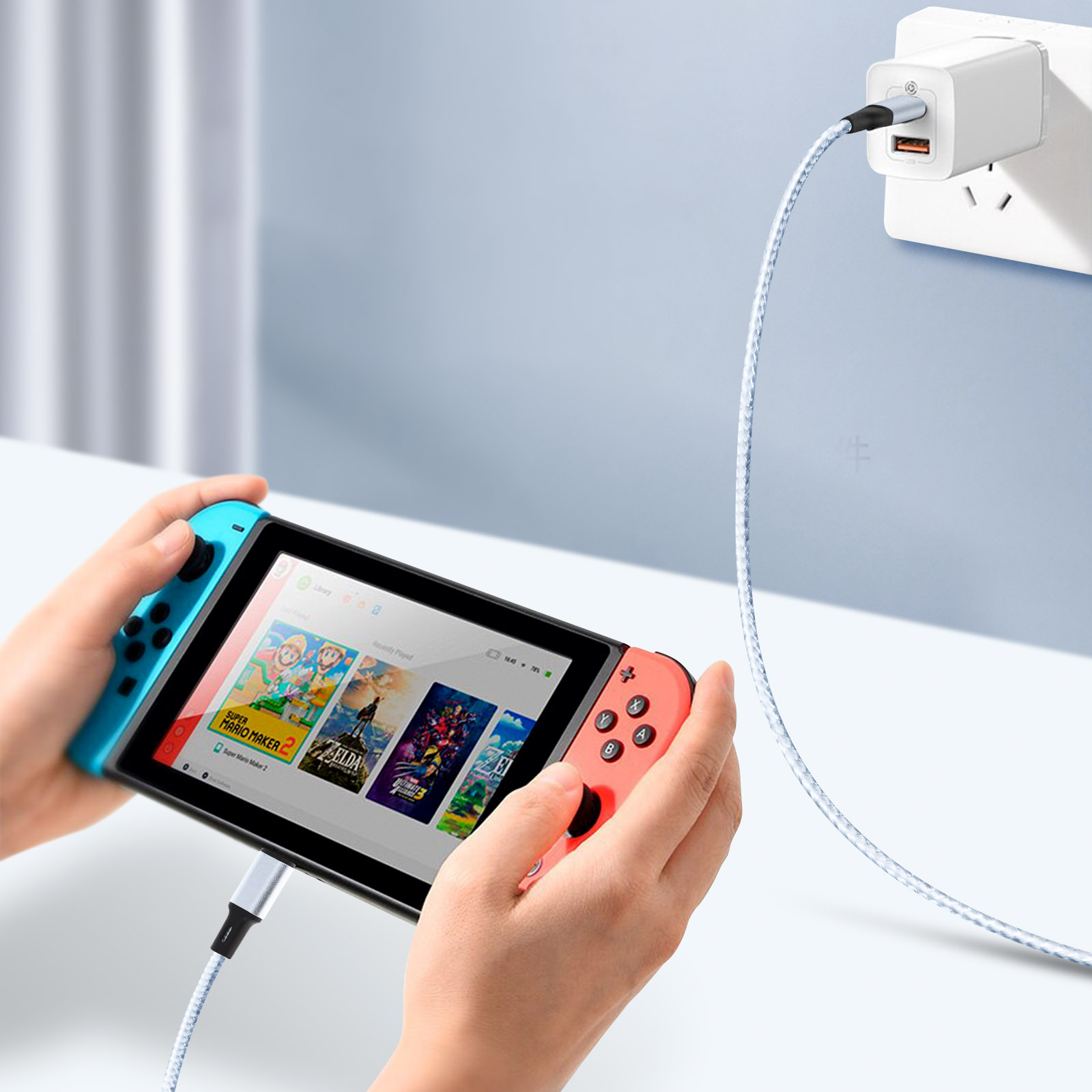 Cavo USB To Micro USB 1,5m Con Connettore Curvo A Sinistra, Cavo Dati E Ricarica, 2.0