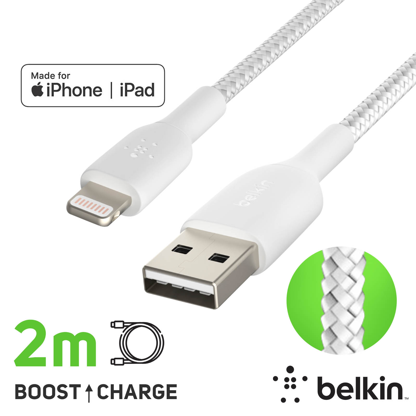 Mous Cavo Di Ricarica USB-A A Lightning - Nylon Intrecciato - Nero - Certificato IPhone, Ricarica Veloce - 4